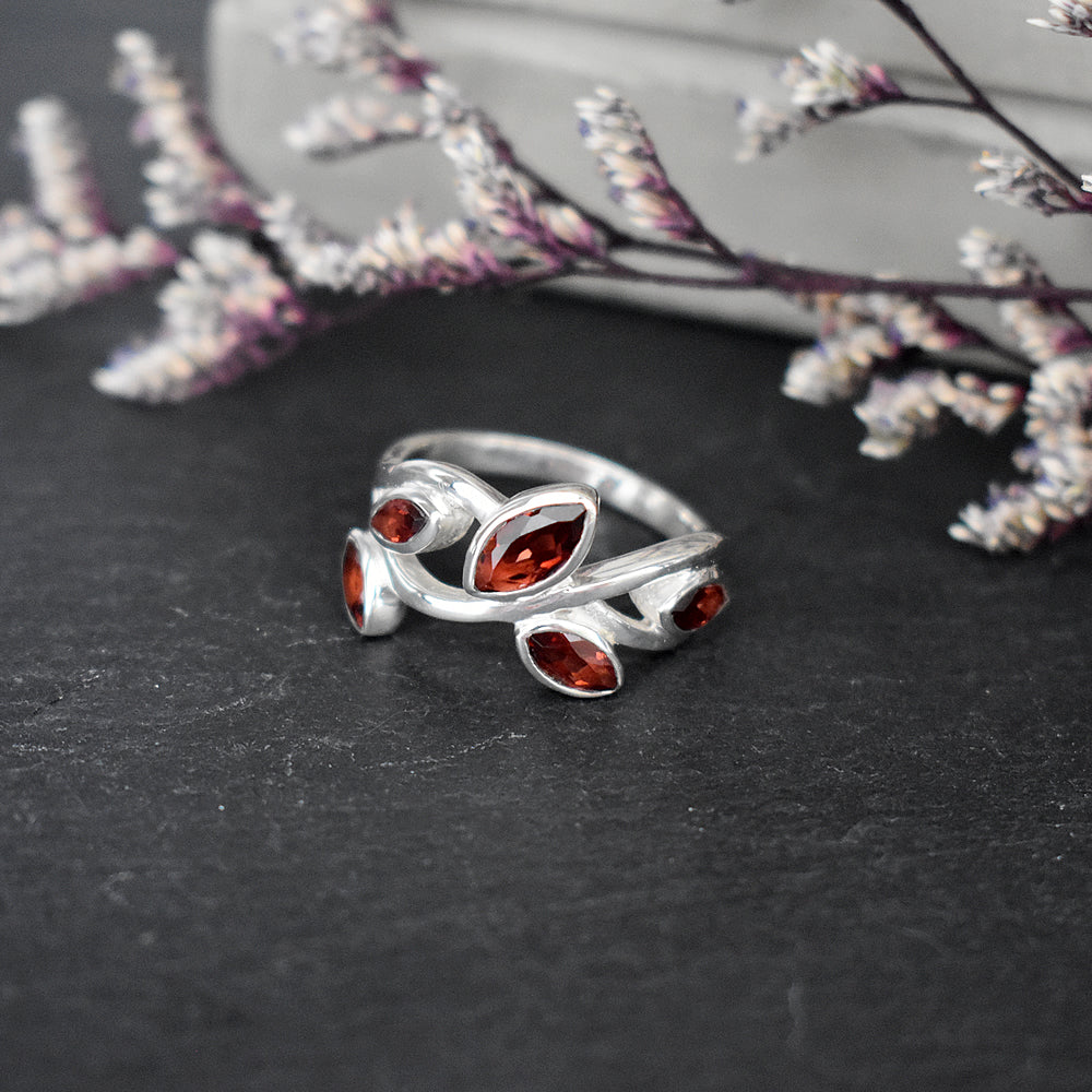 Kara sprig garnet ring