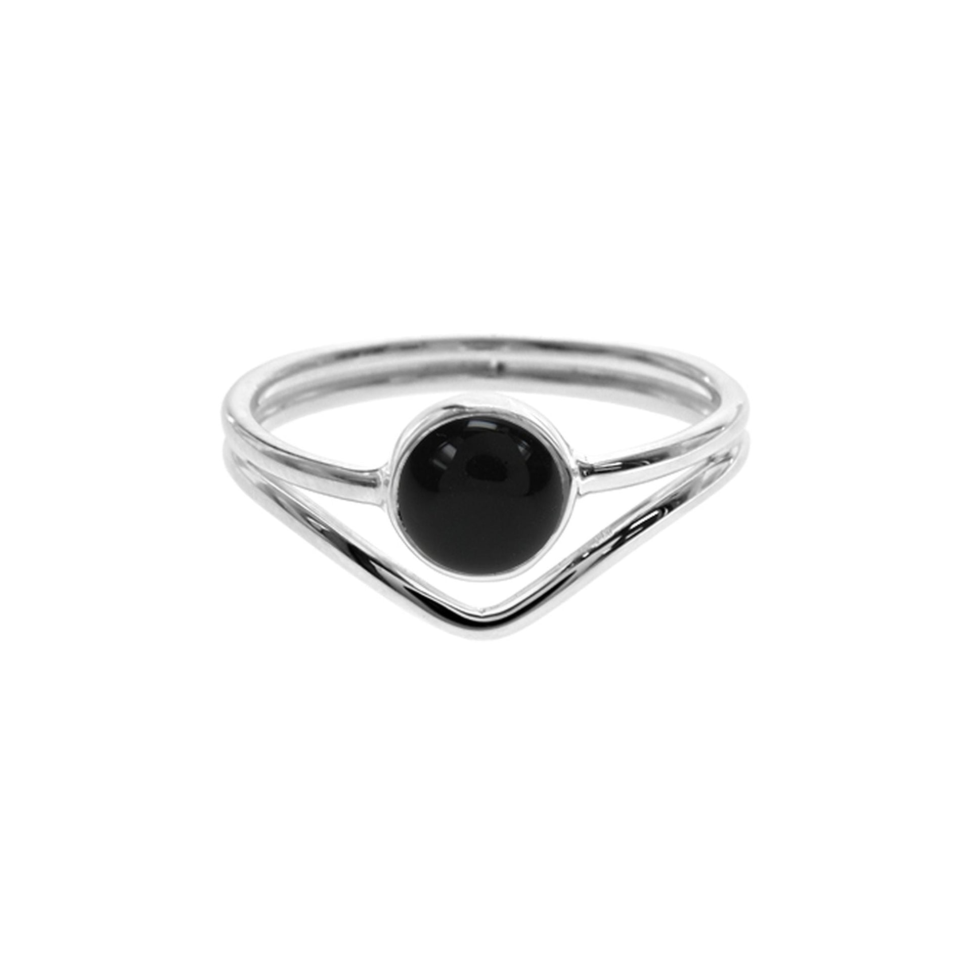 Ivy split chevron with black onyx ring