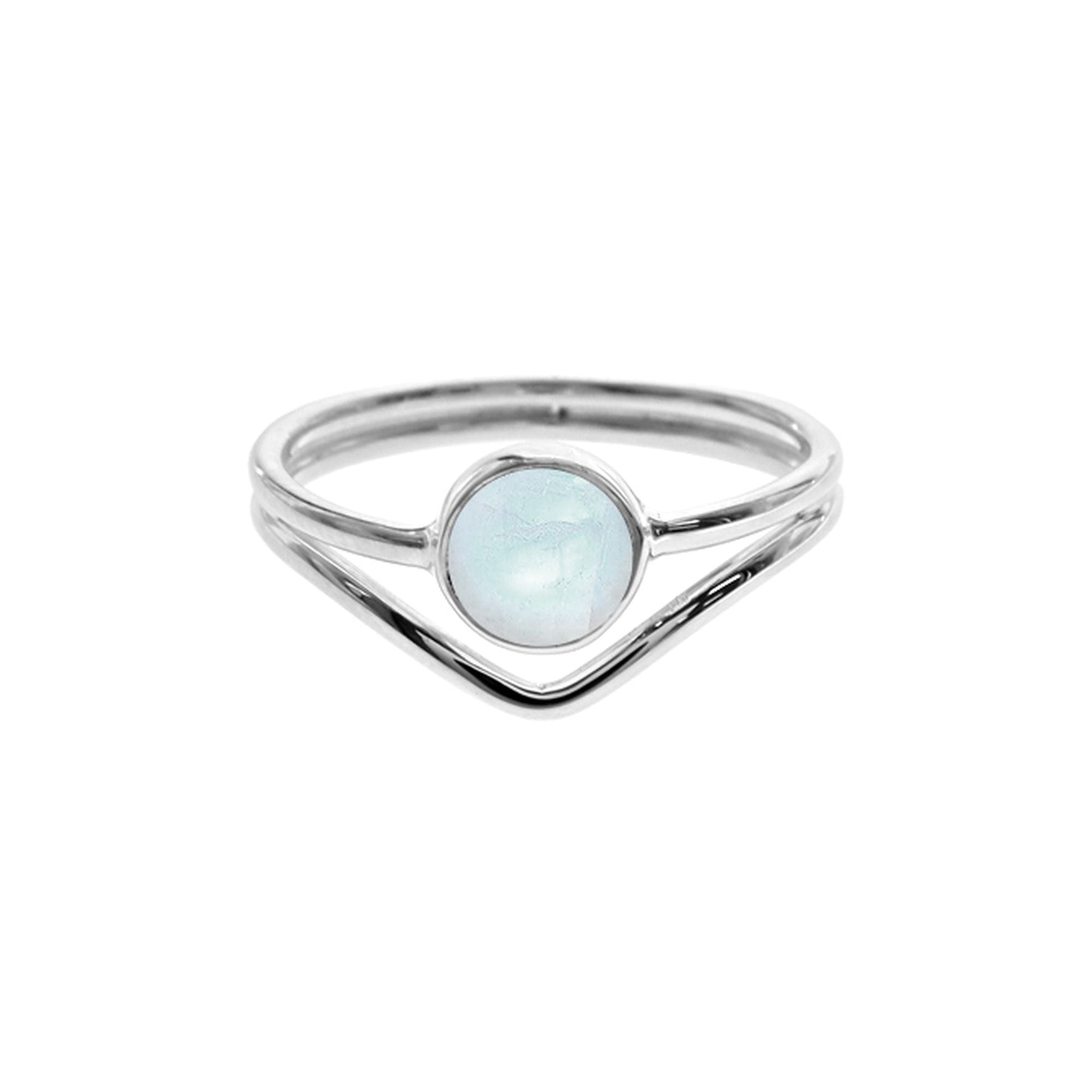 Ivy split chevron with rainbow moonstone ring