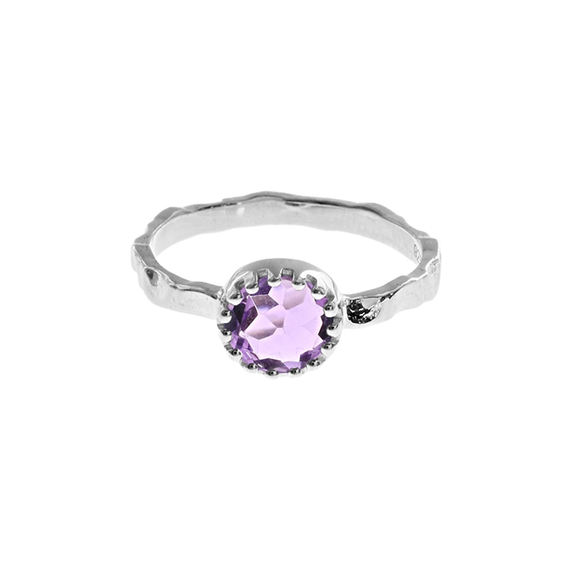 Kara amethyst facet textured band ring