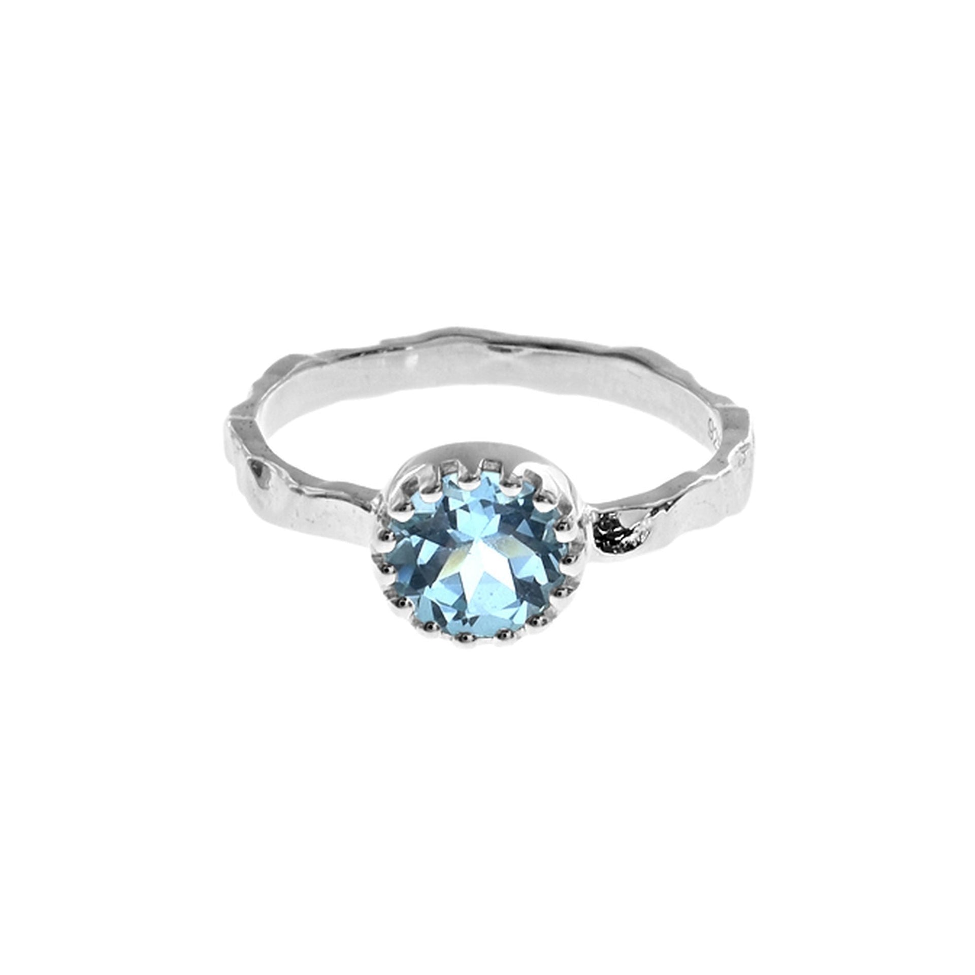 Kara blue topaz textured band ring