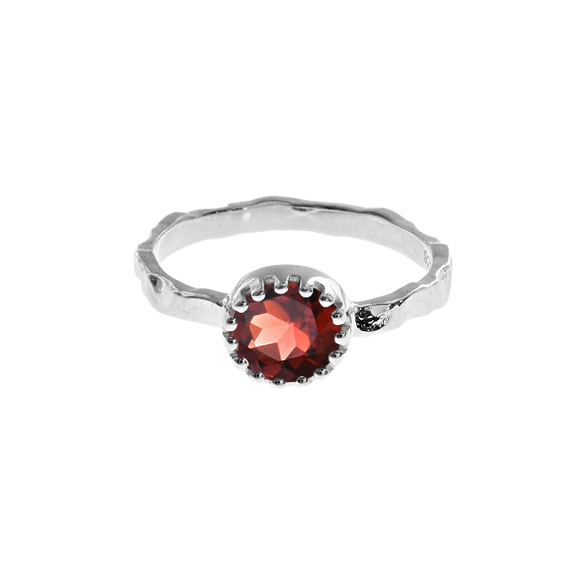 Kara garnet facet textured band ring