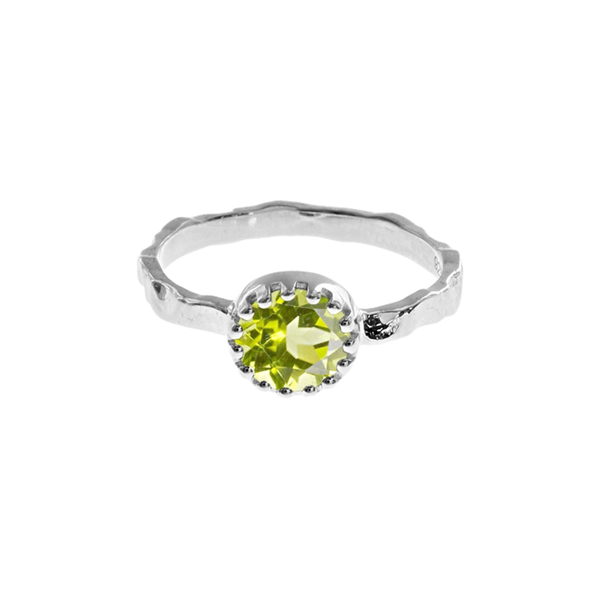 Kara peridot facet textured band ring
