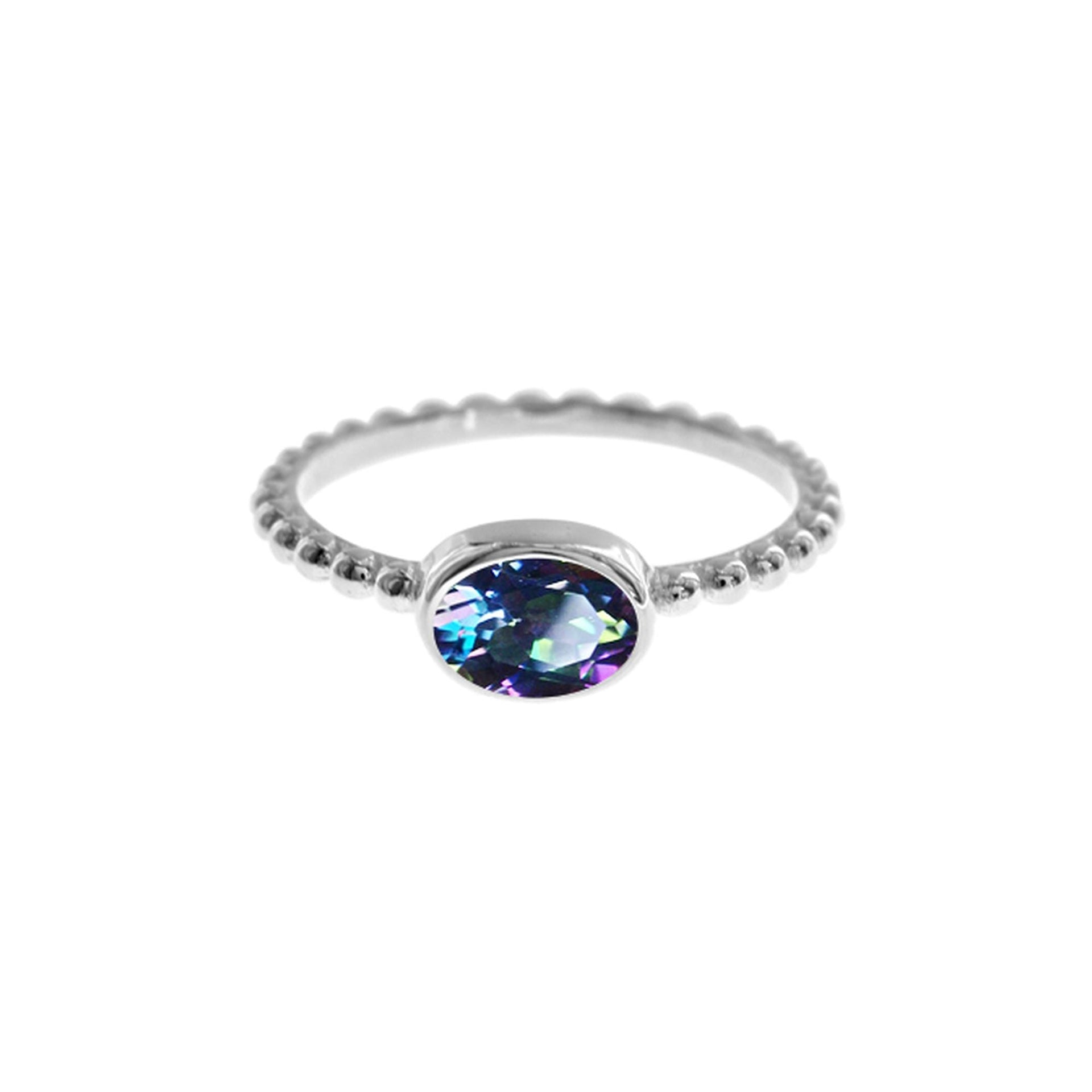 Lola oval mystic topaz with ball detail ring