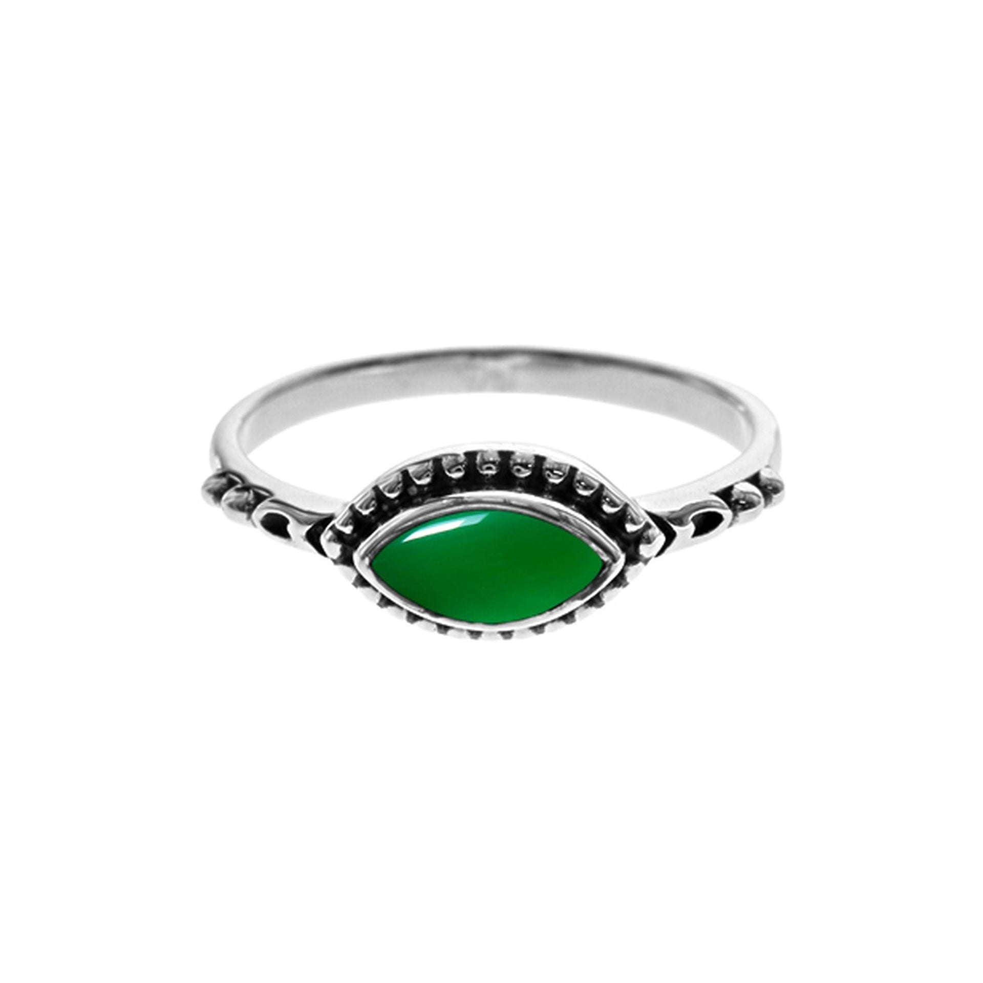 Isla vintage marquise green agate ring