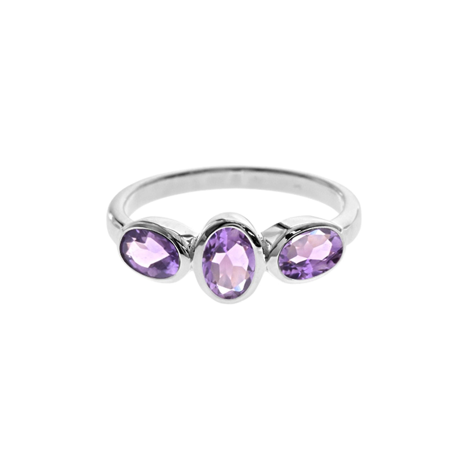 Samira triple offset oval amethyst facet ring