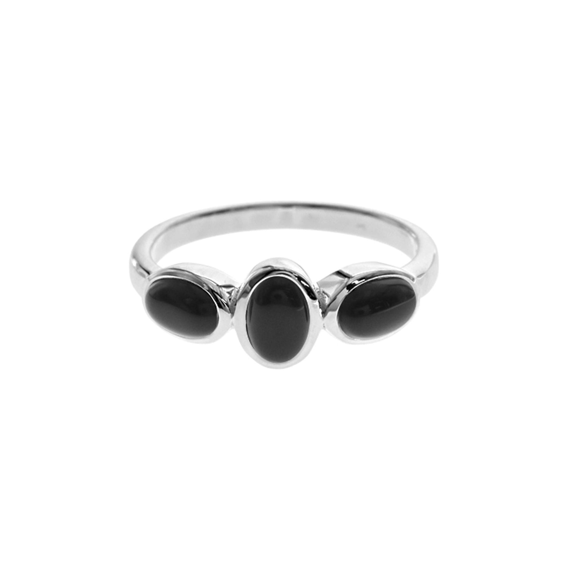 Samira triple offset oval black onyx ring