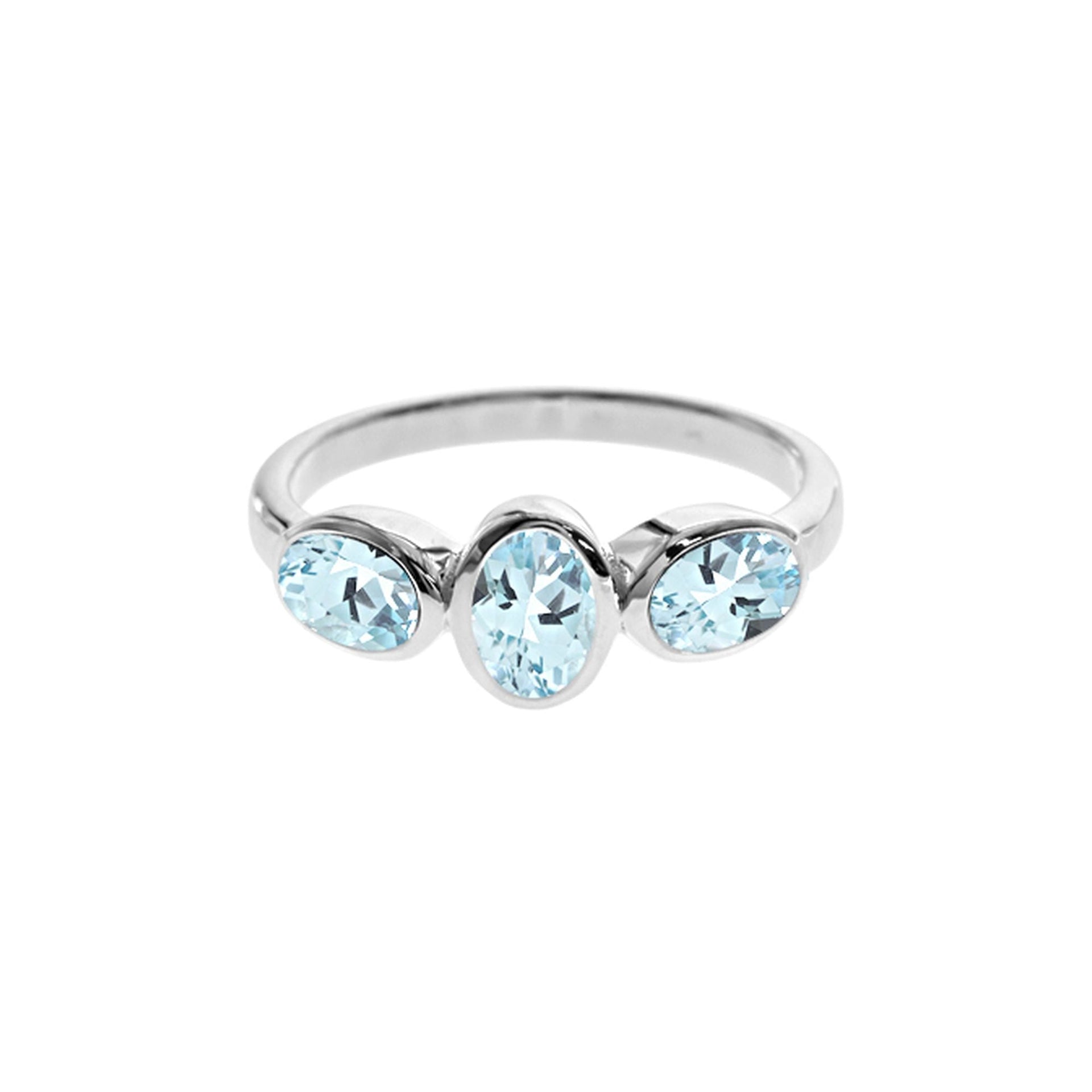 Samira triple offset oval blue topaz ring