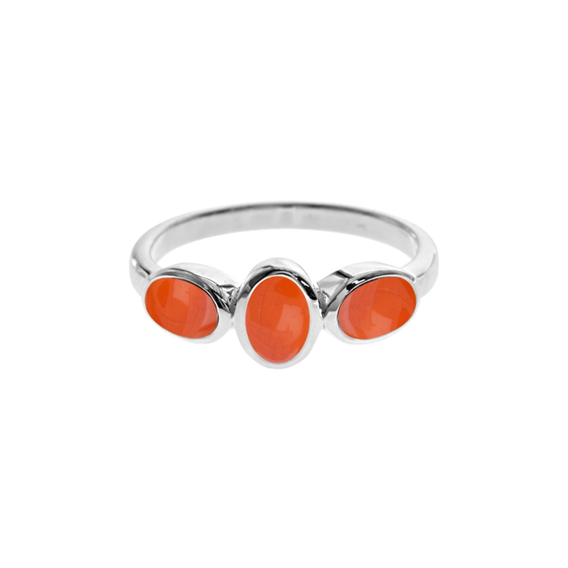 Samira triple offset oval carnelian ring