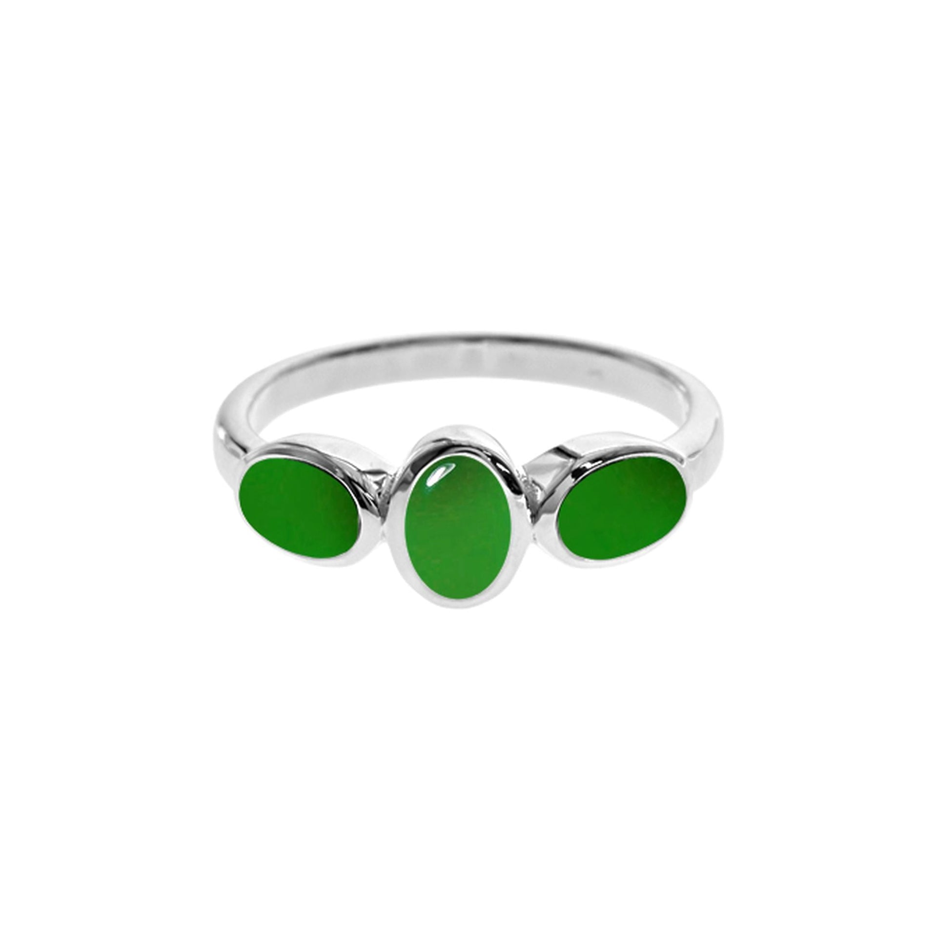 Samira triple offset oval green agate ring