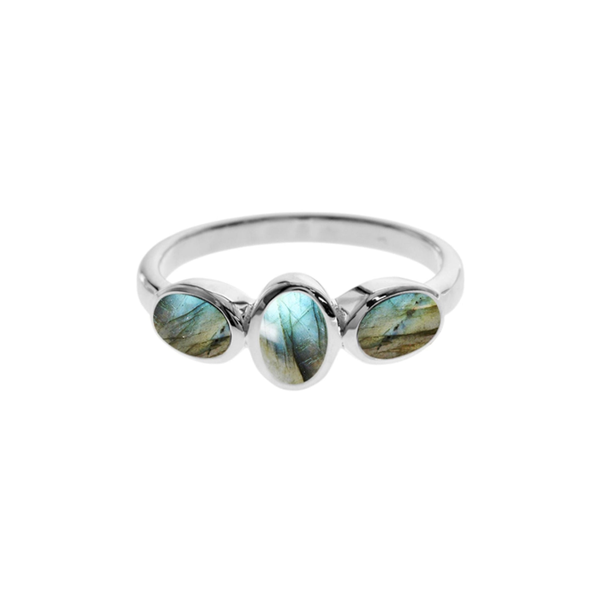 Samira triple offset oval labradorite ring