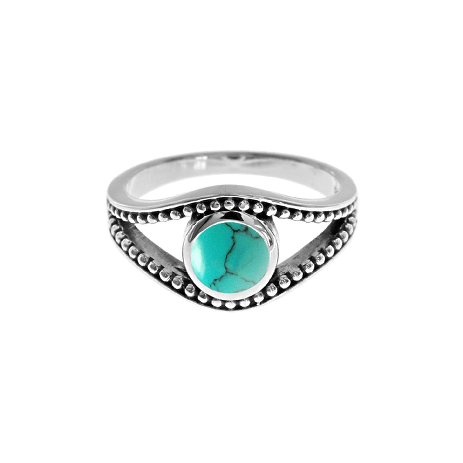Isla turquoise split wave with bead detail ring