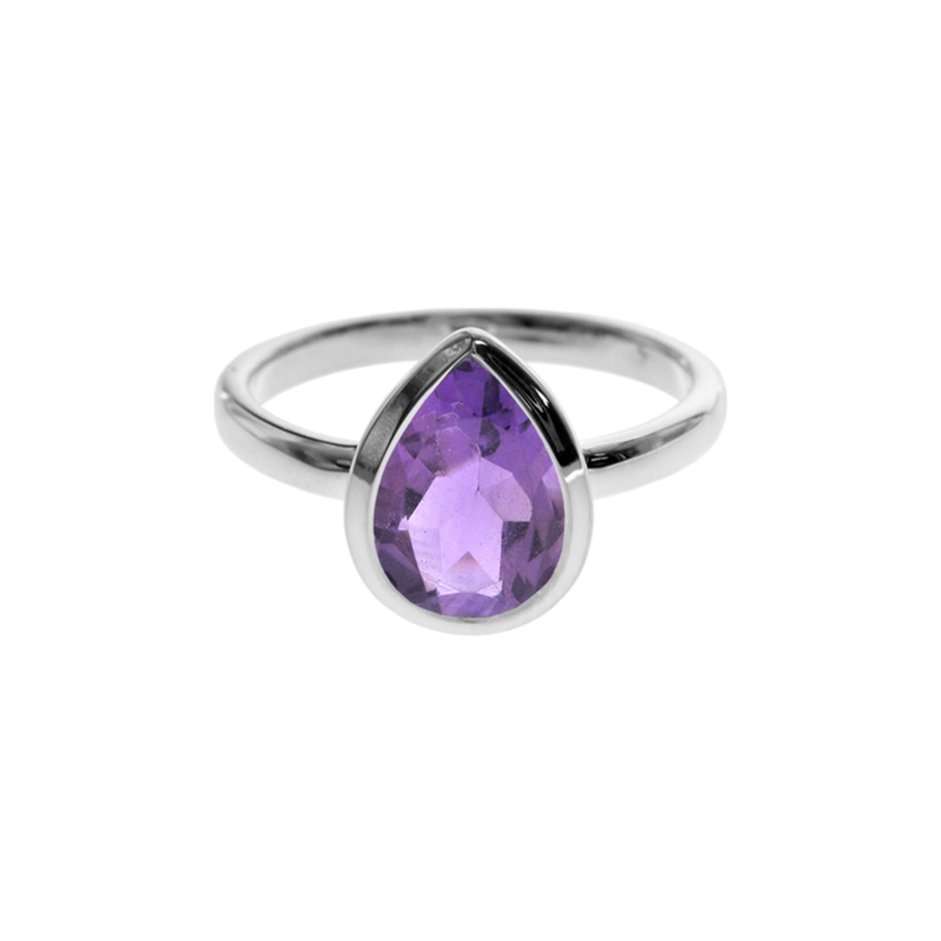 Samira bezel-set amethyst facet teardrop ring