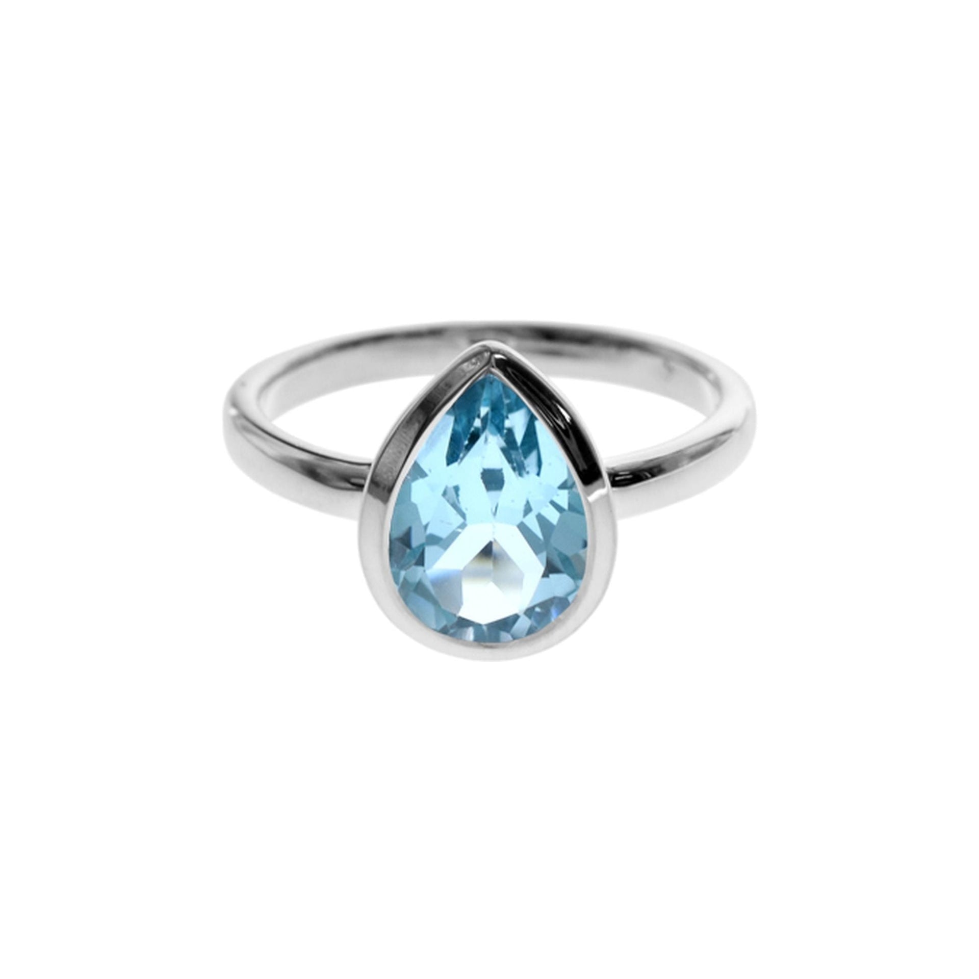Samira bezel-set blue topaz teardrop ring