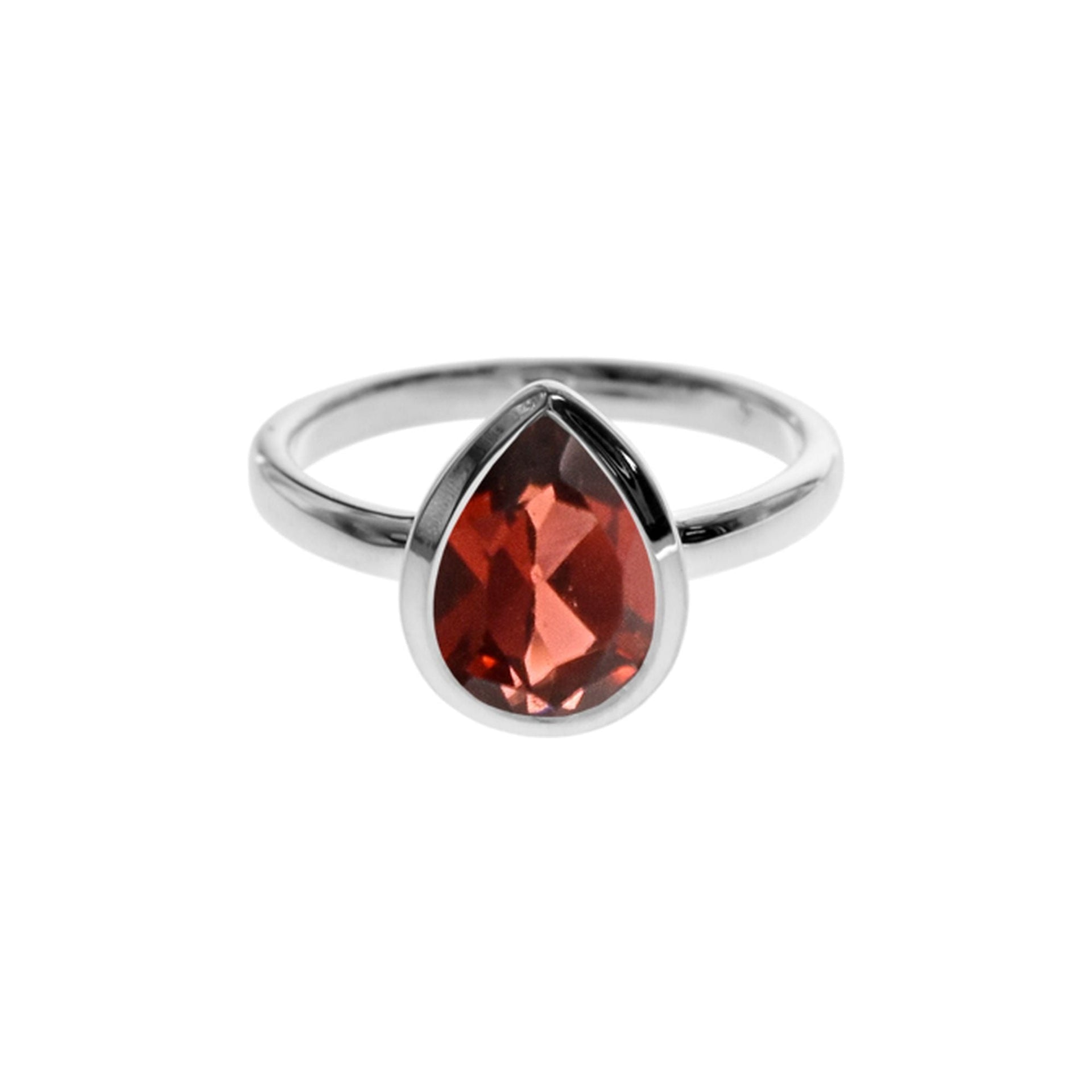 Samira bezel-set garnet facet teardrop ring