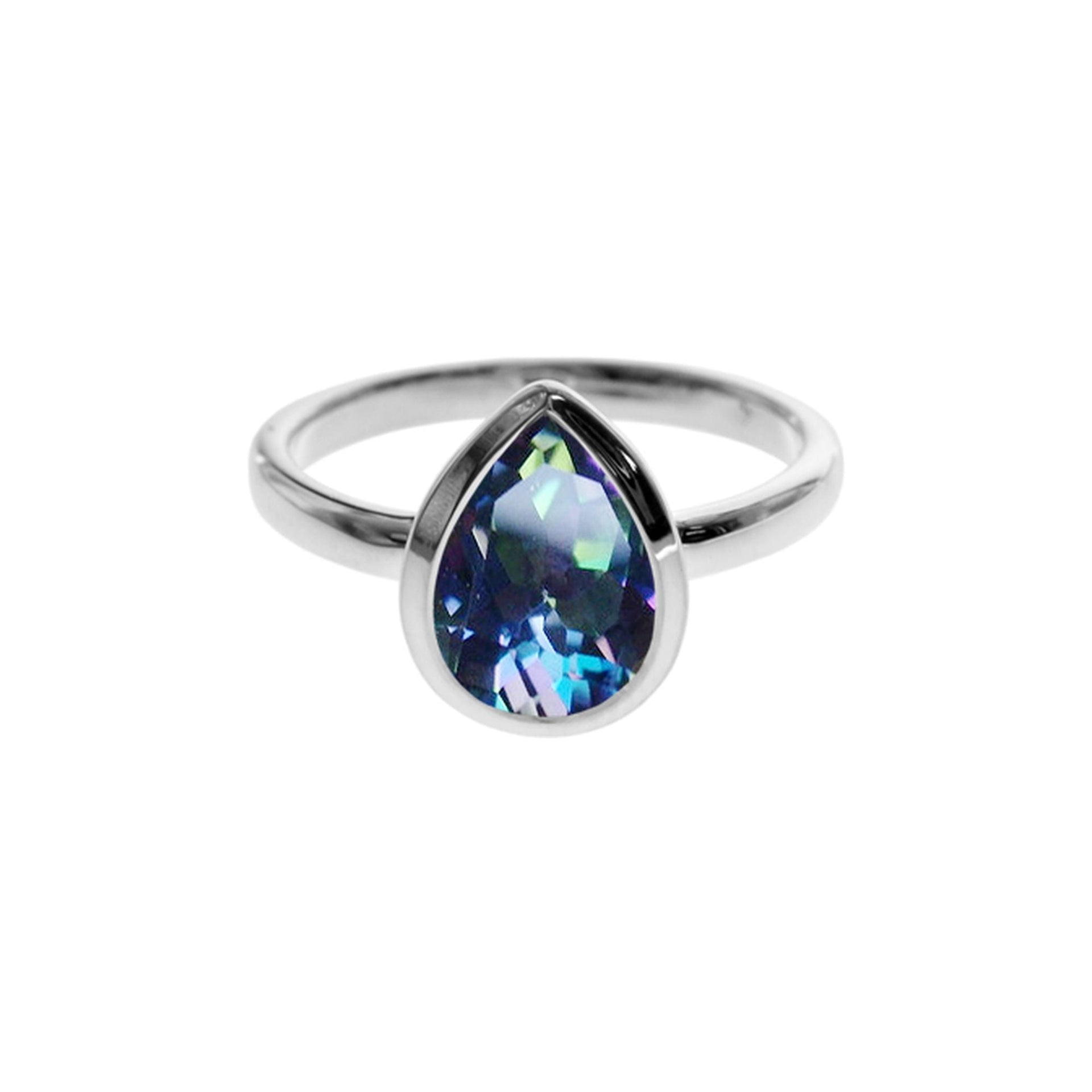 Samira bezel-set mystic topaz teardrop ring