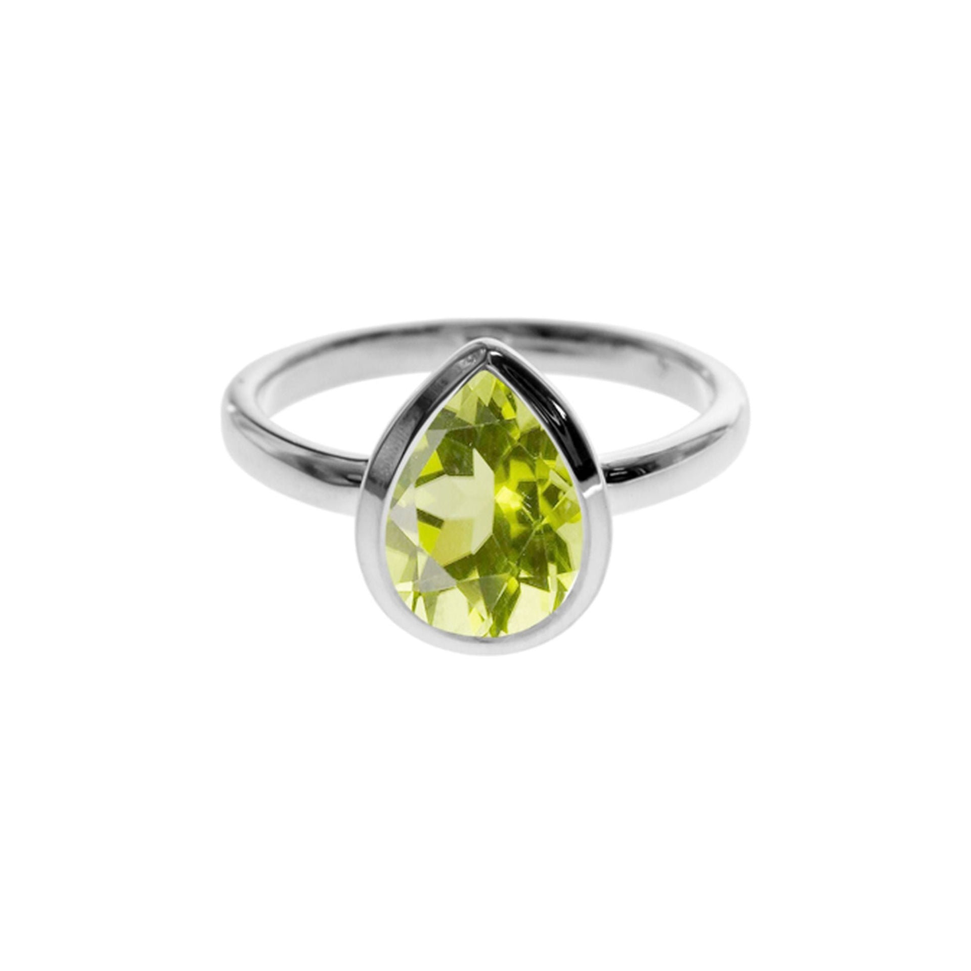 Samira bezel-set peridot facet teardrop ring
