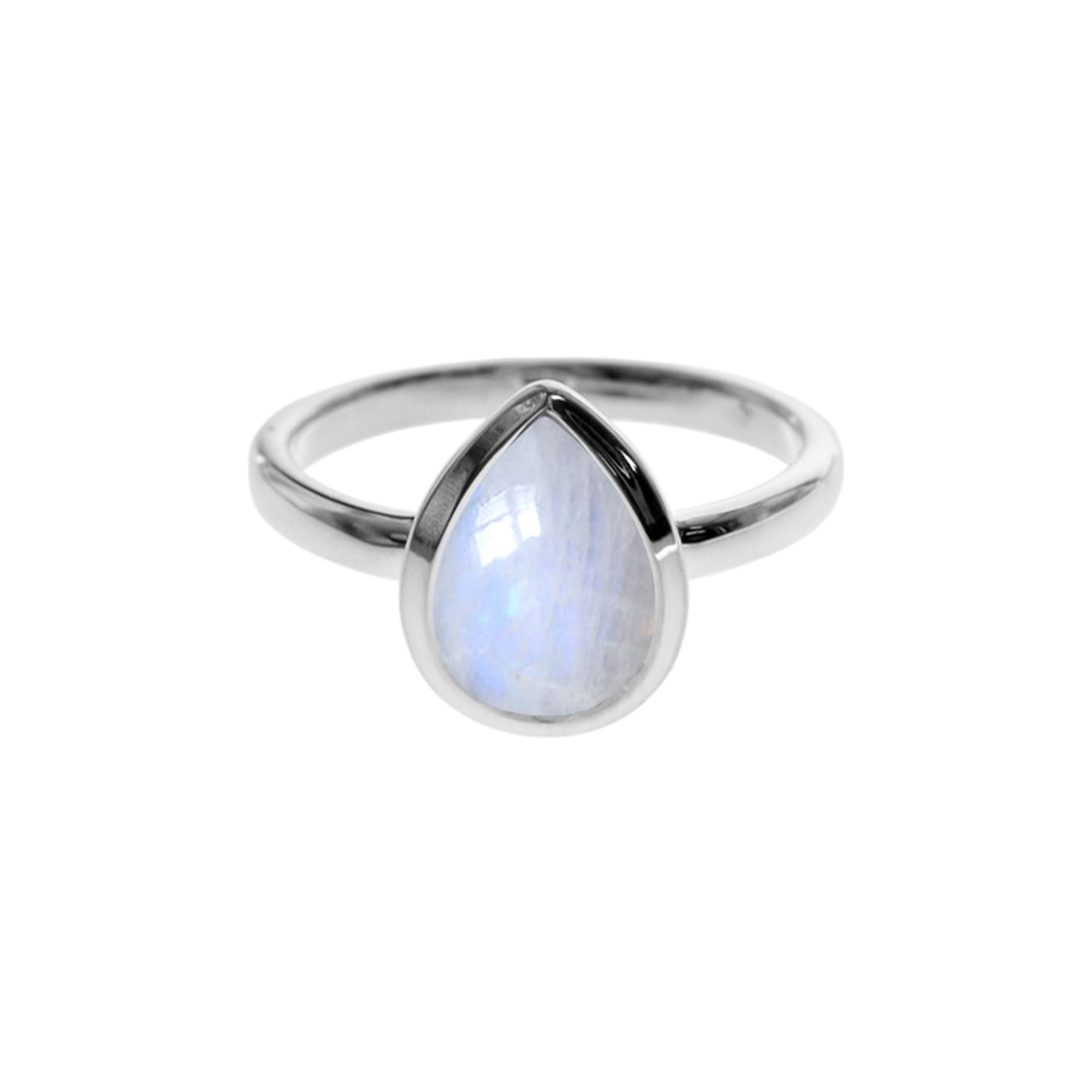 Samira bezel-set rainbow moonstone teardrop ring