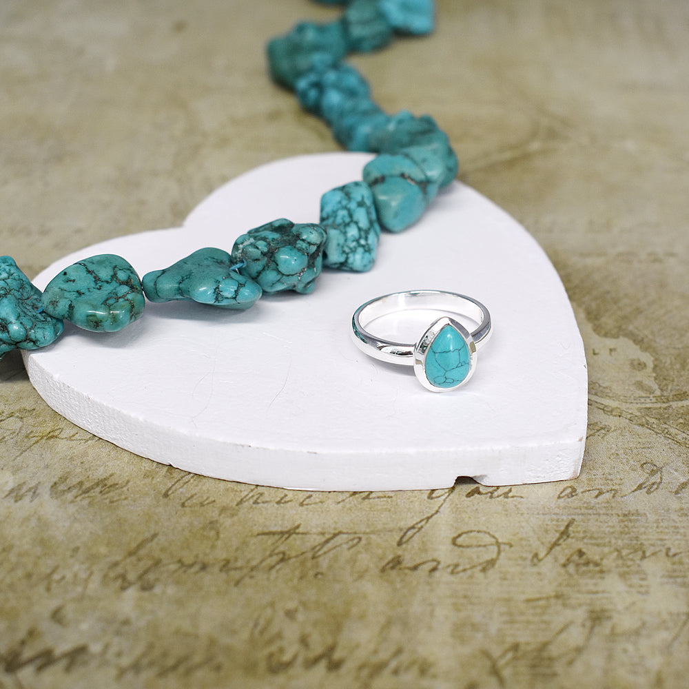 Samira bezel-set turquoise teardrop ring