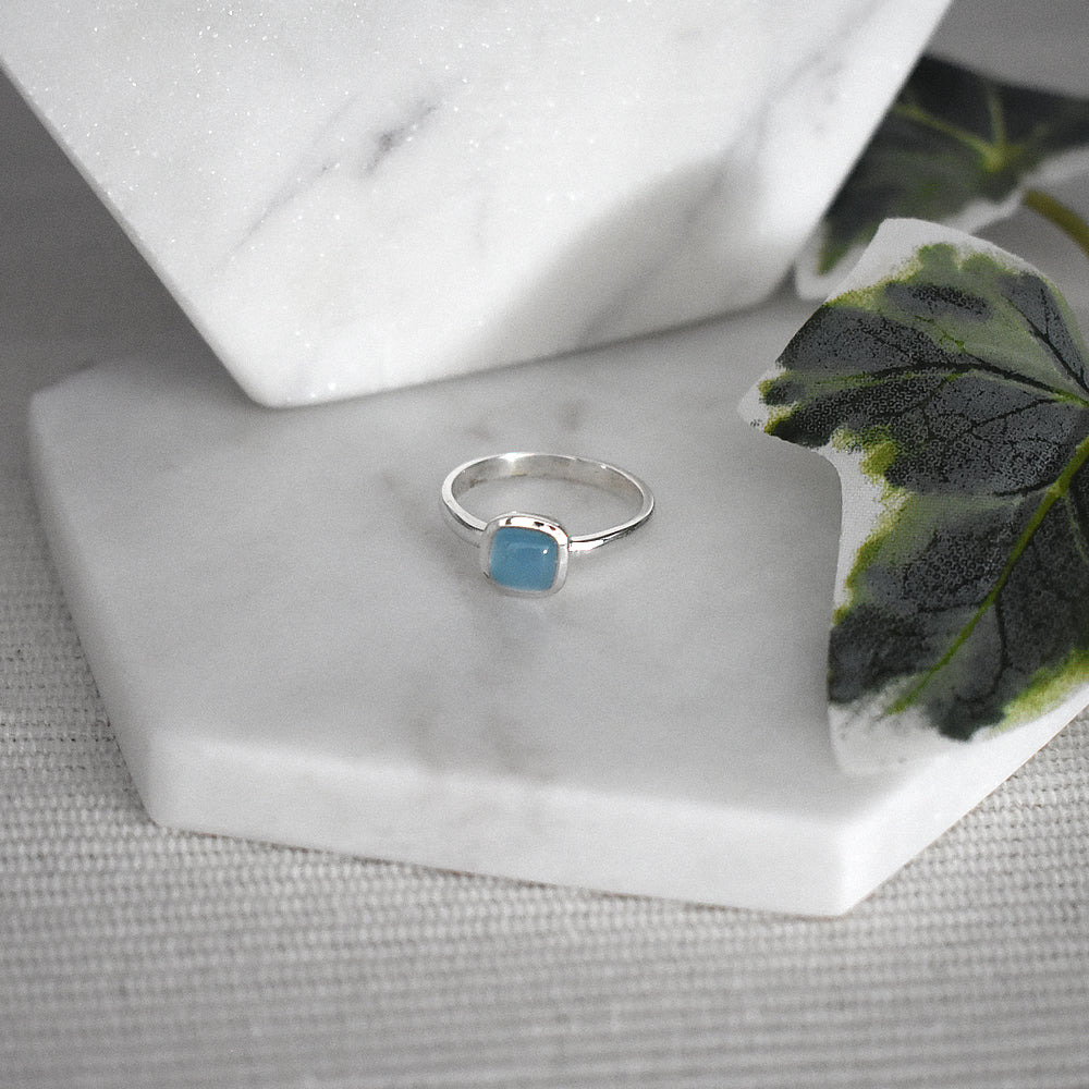 Samira blue chalcedony squircle ring