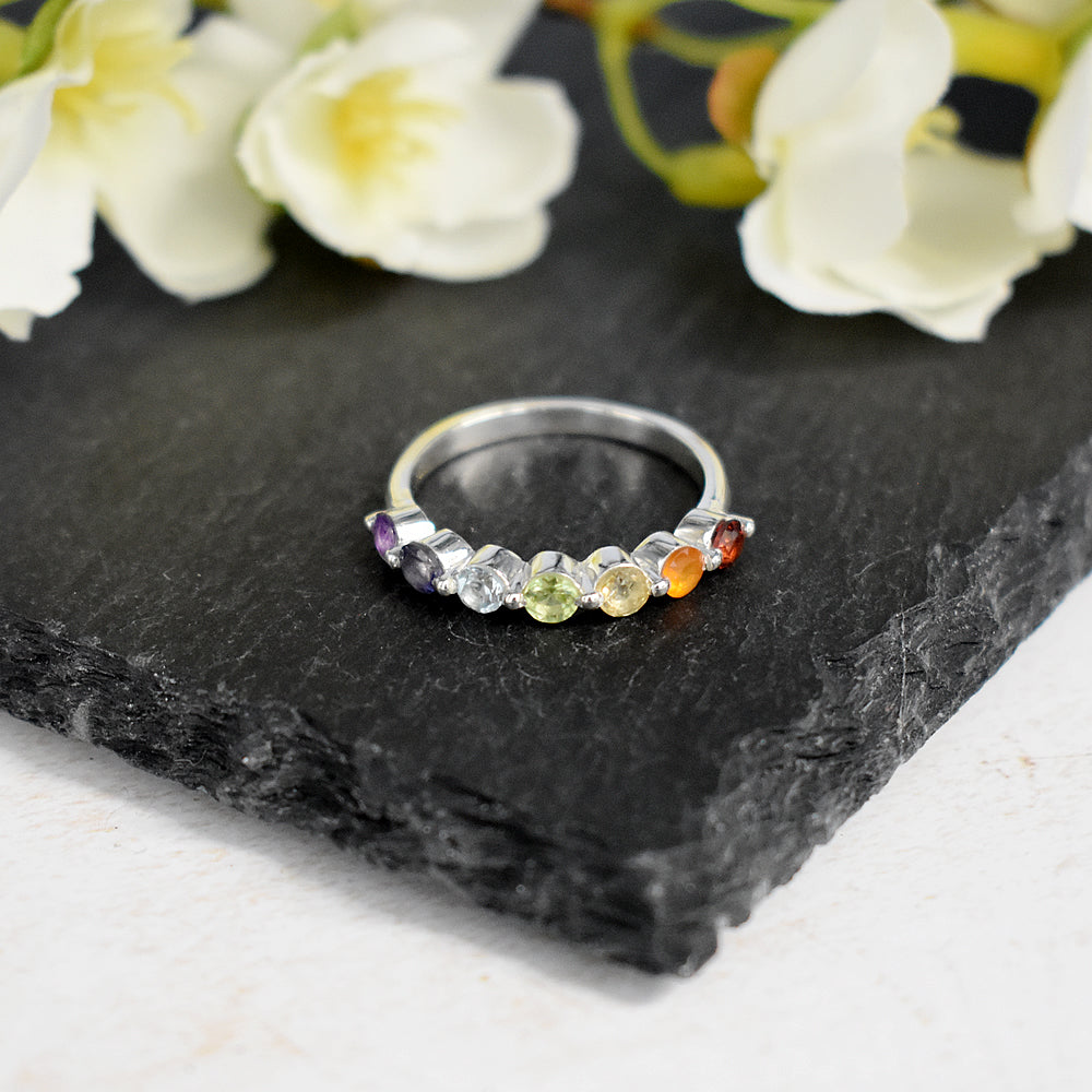 Kenna multi-coloured half eternity ring