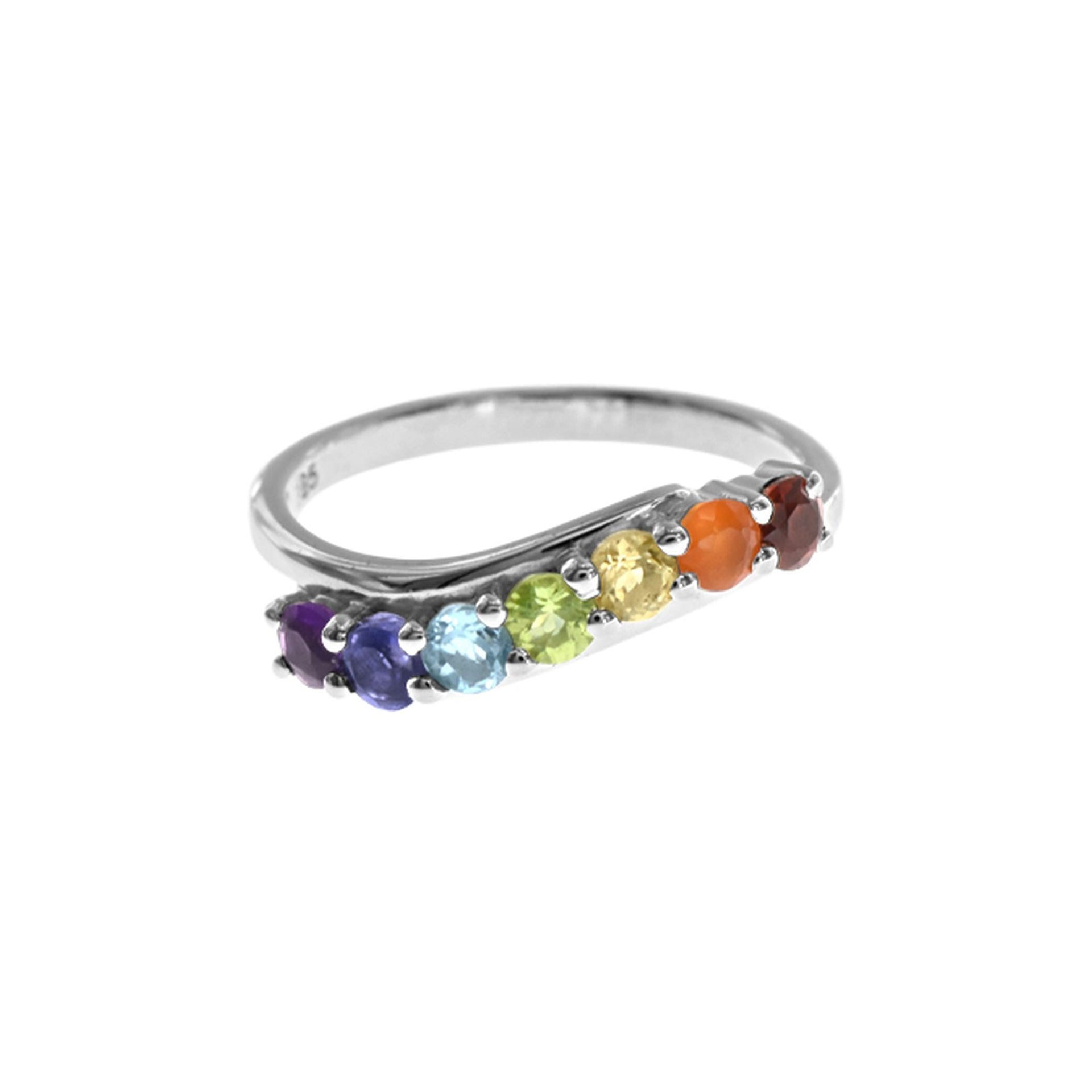 Kenna multi-coloured half eternity wave ring