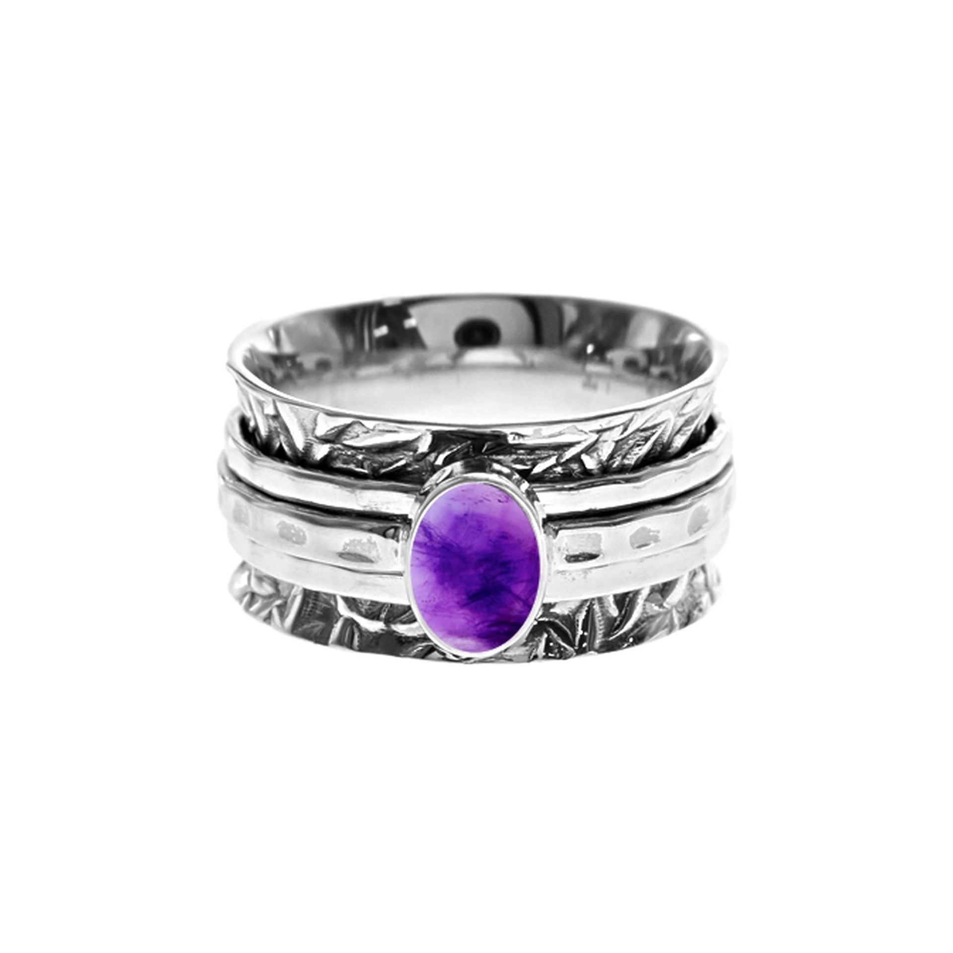 Catalina amethyst textured spinning ring