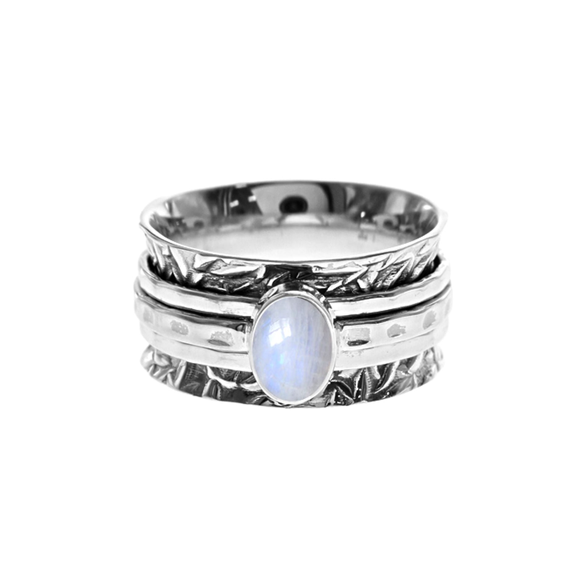 Catalina rainbow moonstone textured spinning ring