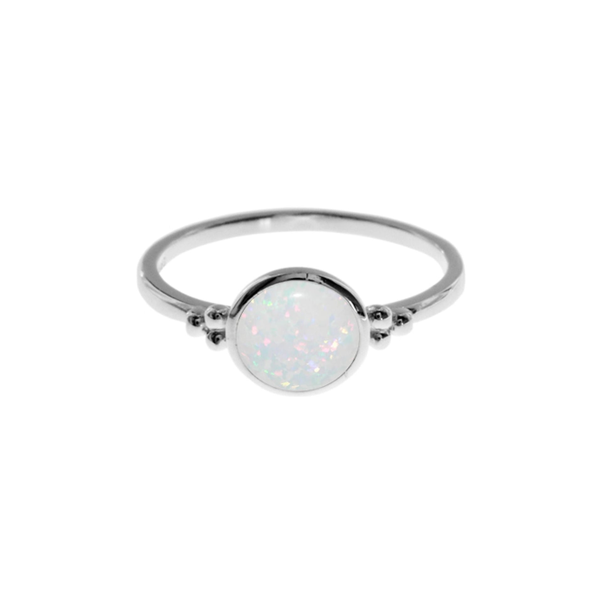Shannon round white opalique ring