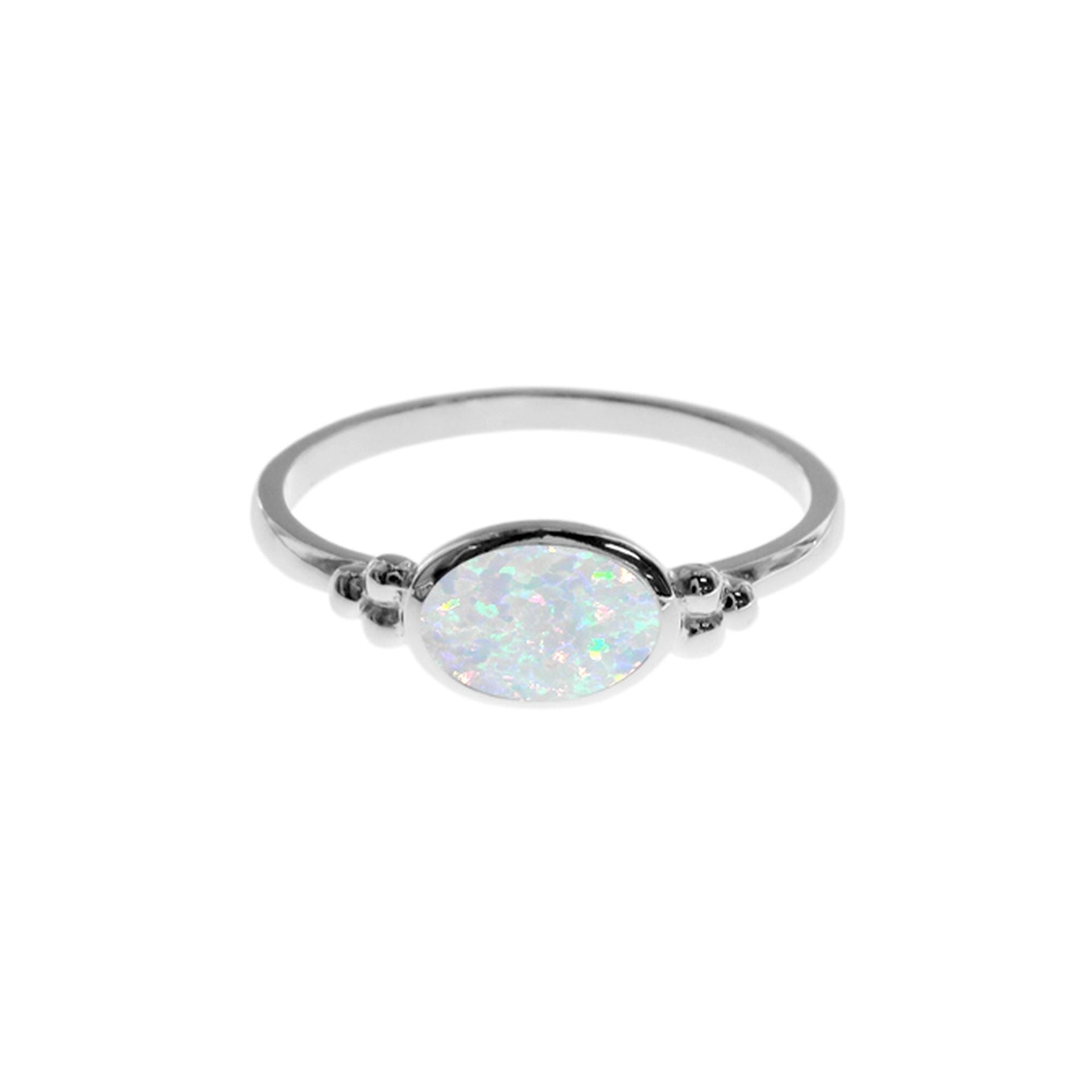 Shannon oval white opalique ring