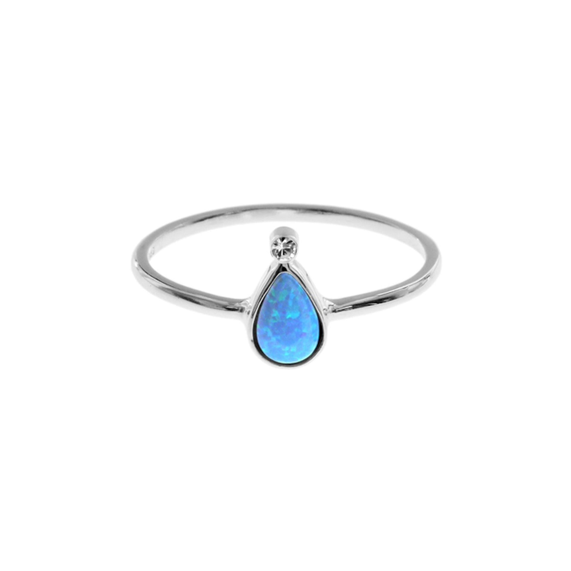 Alexis teardrop blue opalique & CZ ring