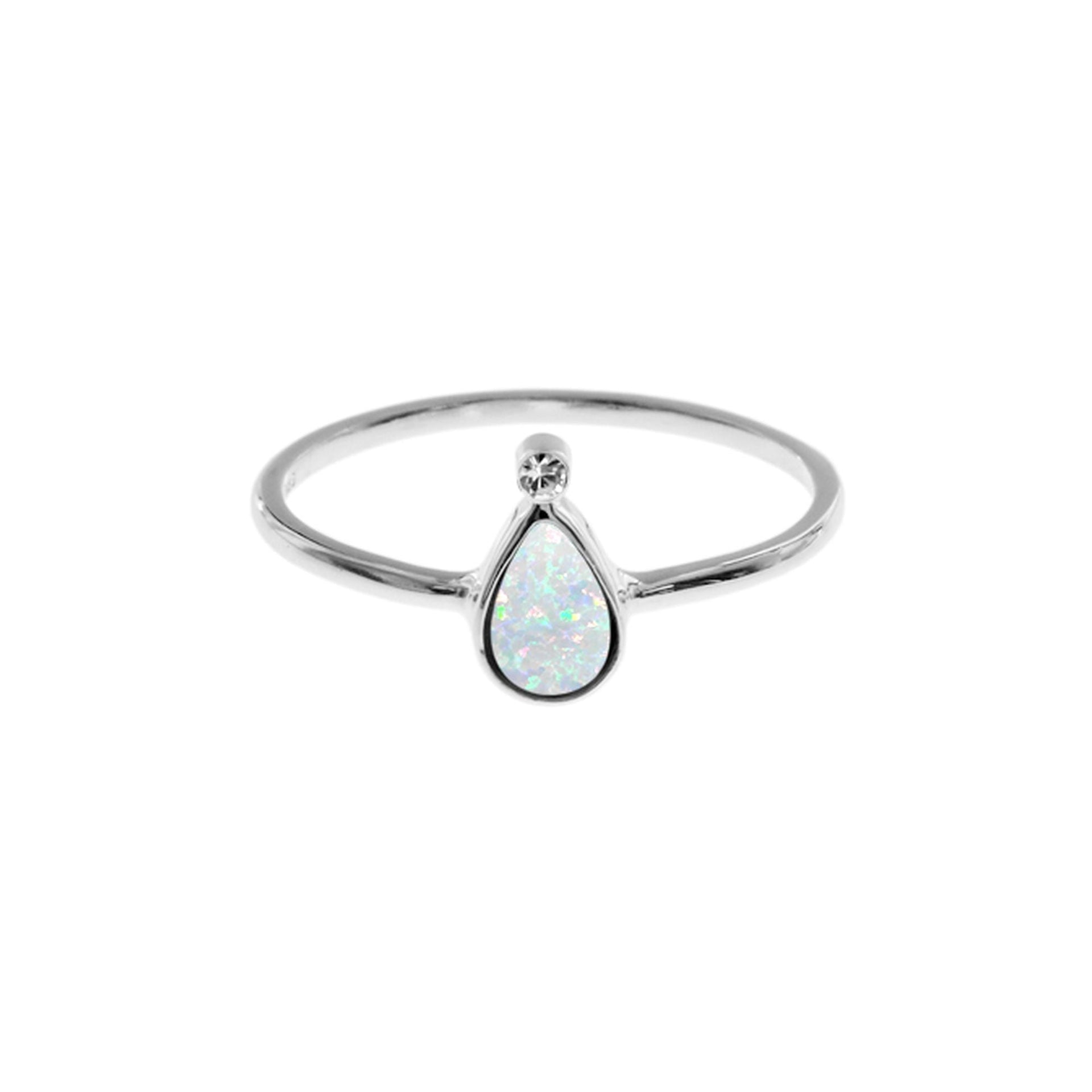 Alexis teardrop white opalique & CZ ring