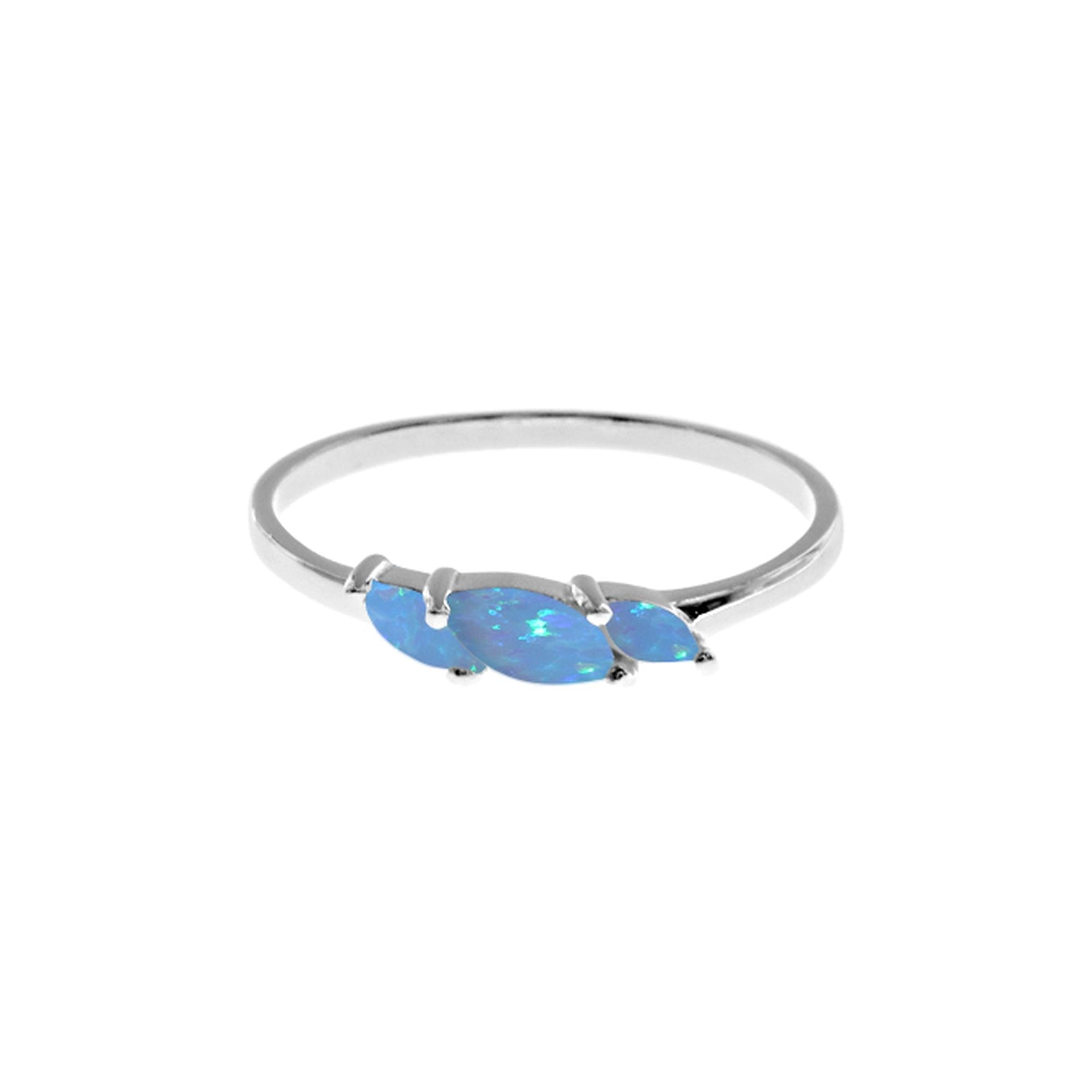 Bethan slanted triple marquis blue opalique ring