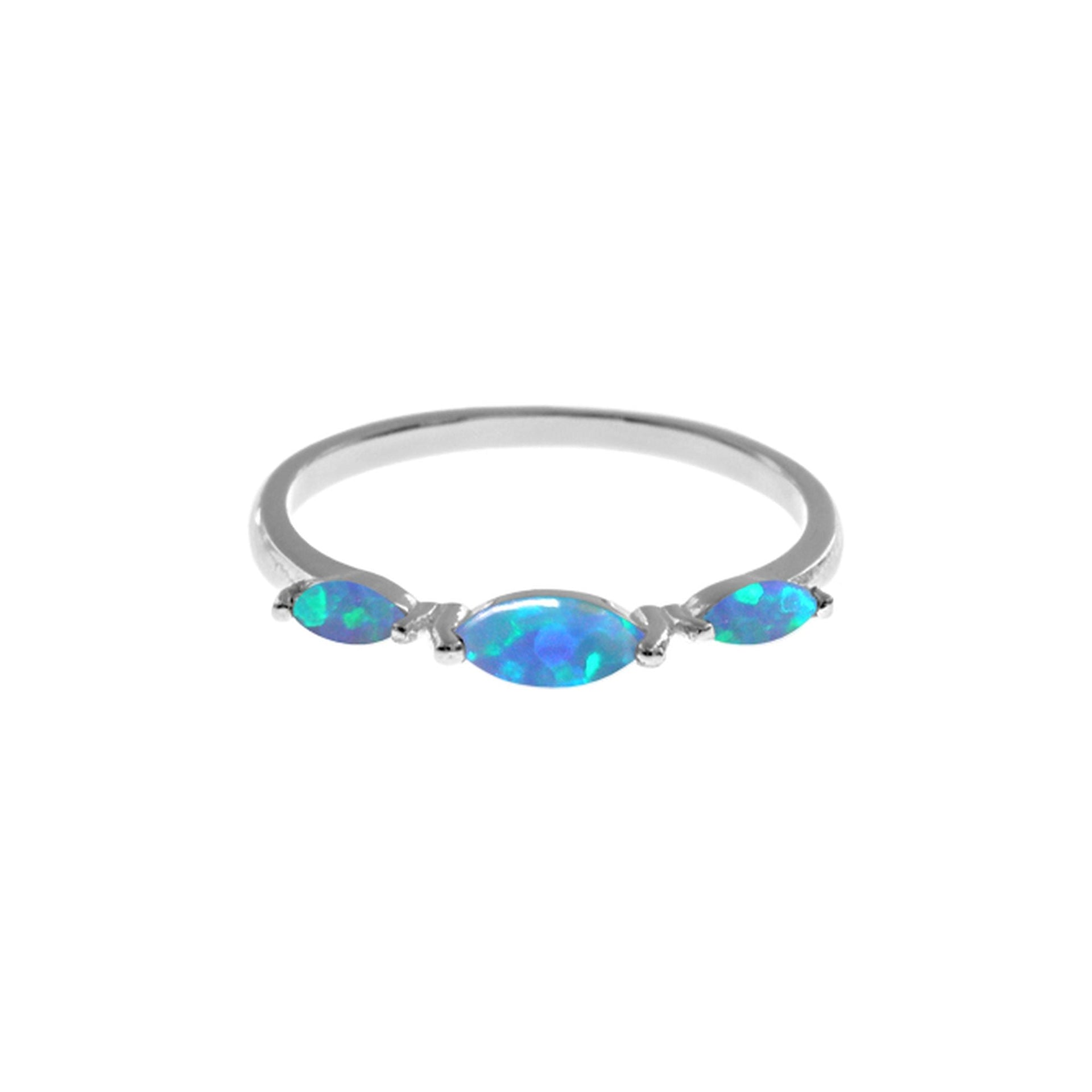 Bethan triple marquis blue opalique ring