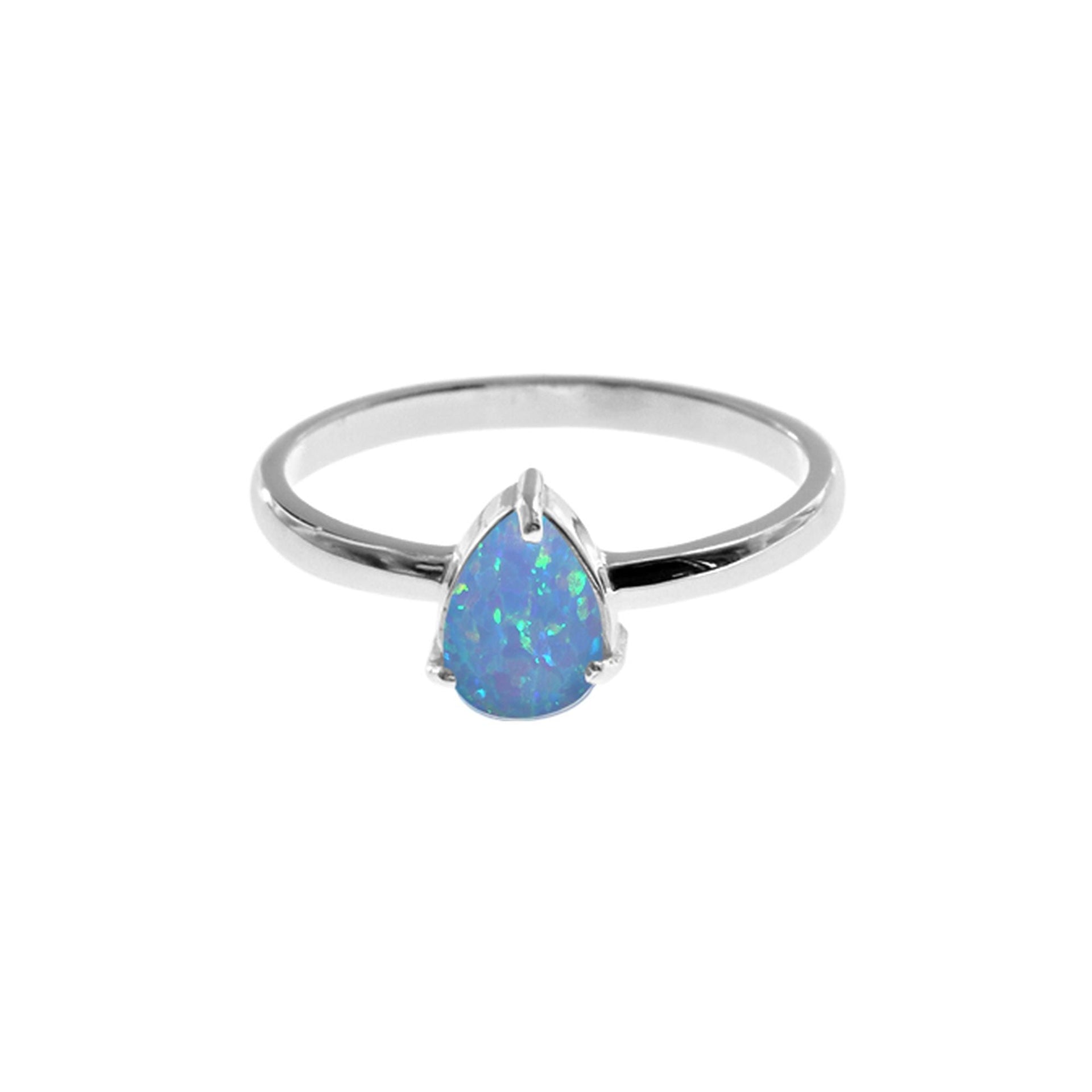 Bethan simple teardrop blue opalique ring