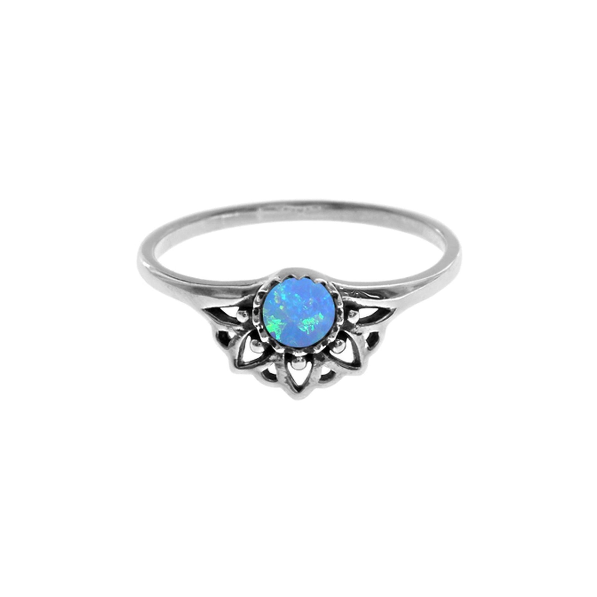 Sabrina round blue opalique ring