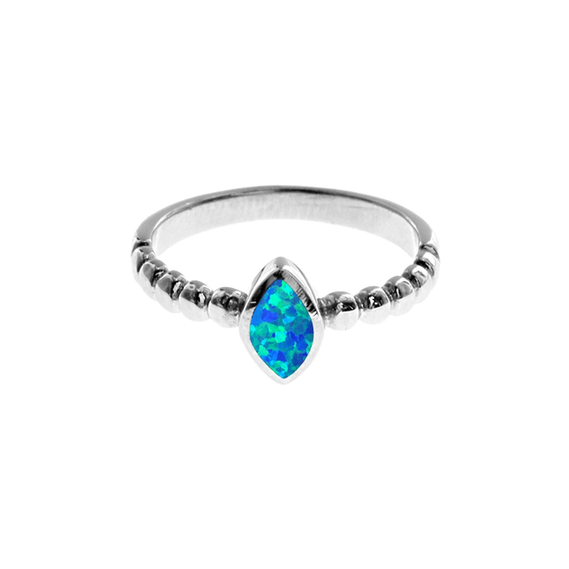 Diana small marquis blue opalique half bobble band ring