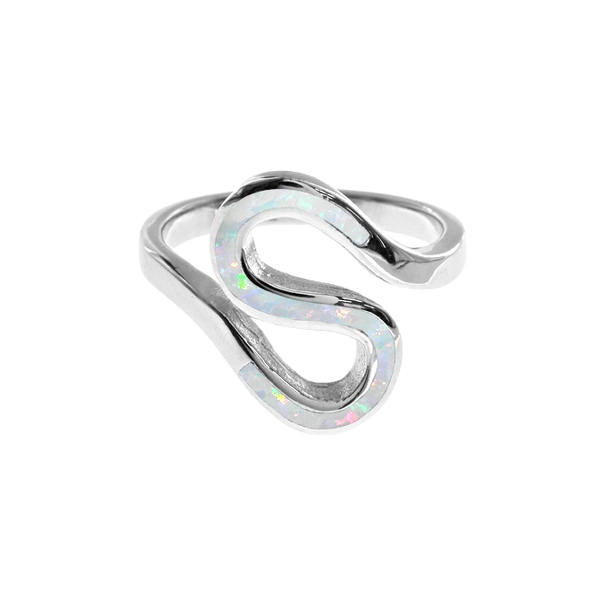 Angelica 'S' wave white opalique ring