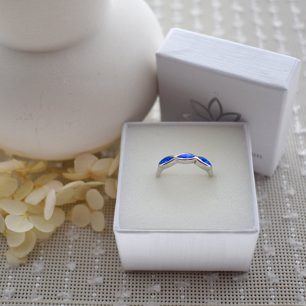 Diana blue opalique triple marquis ring