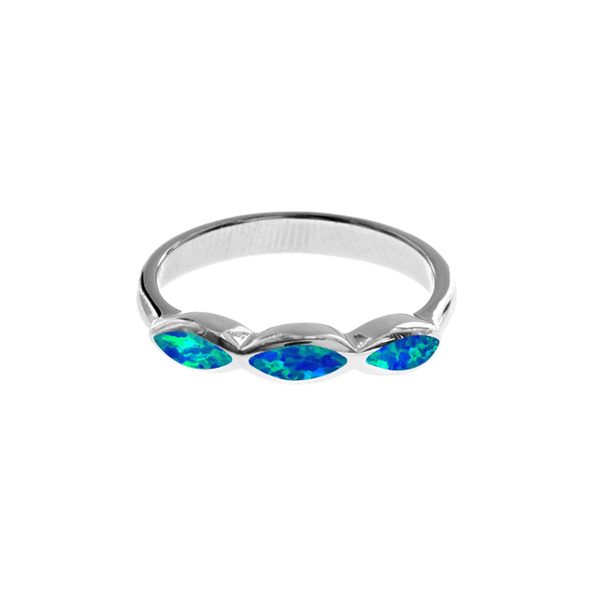 Diana blue opalique triple marquis ring