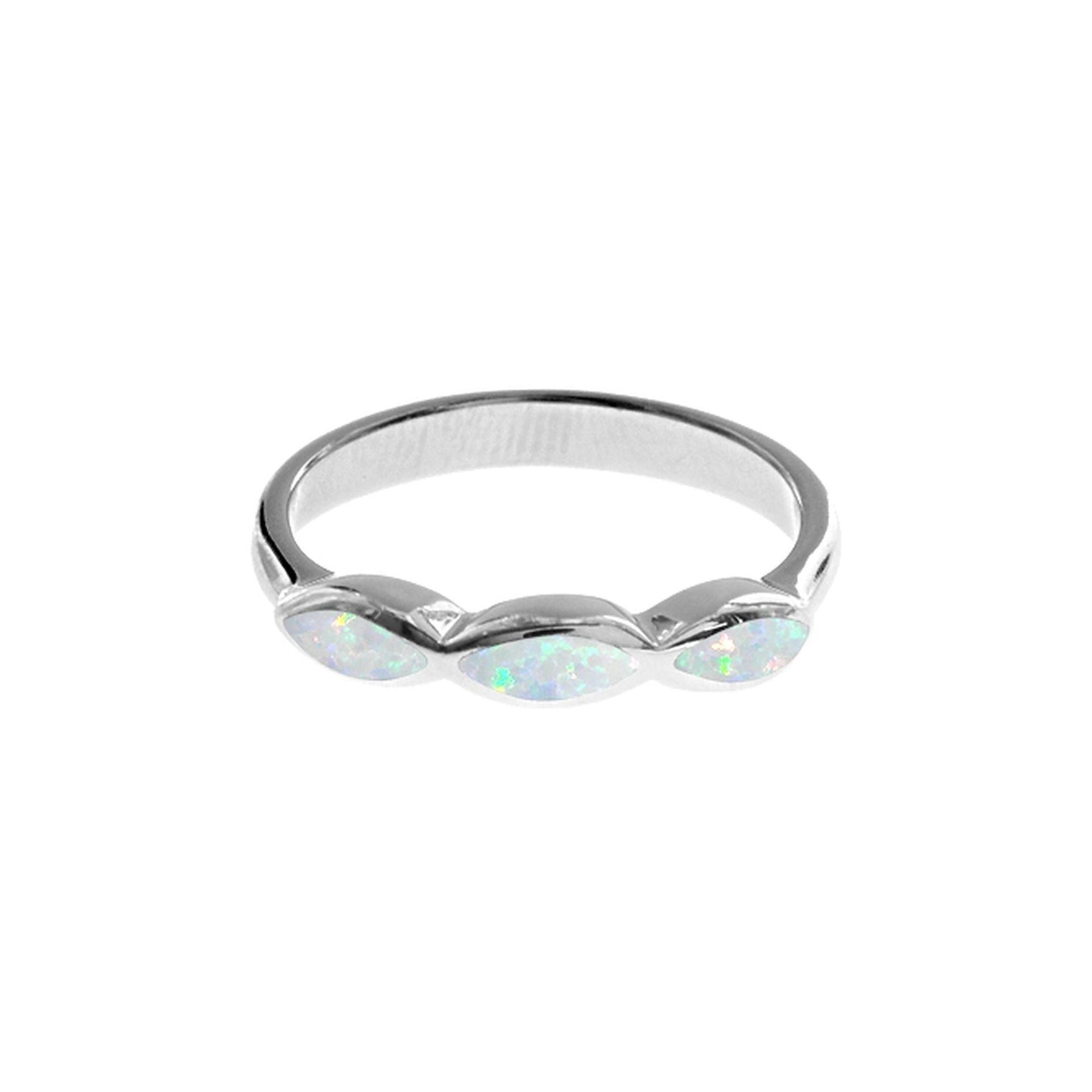 Diana white opalique triple marquis ring