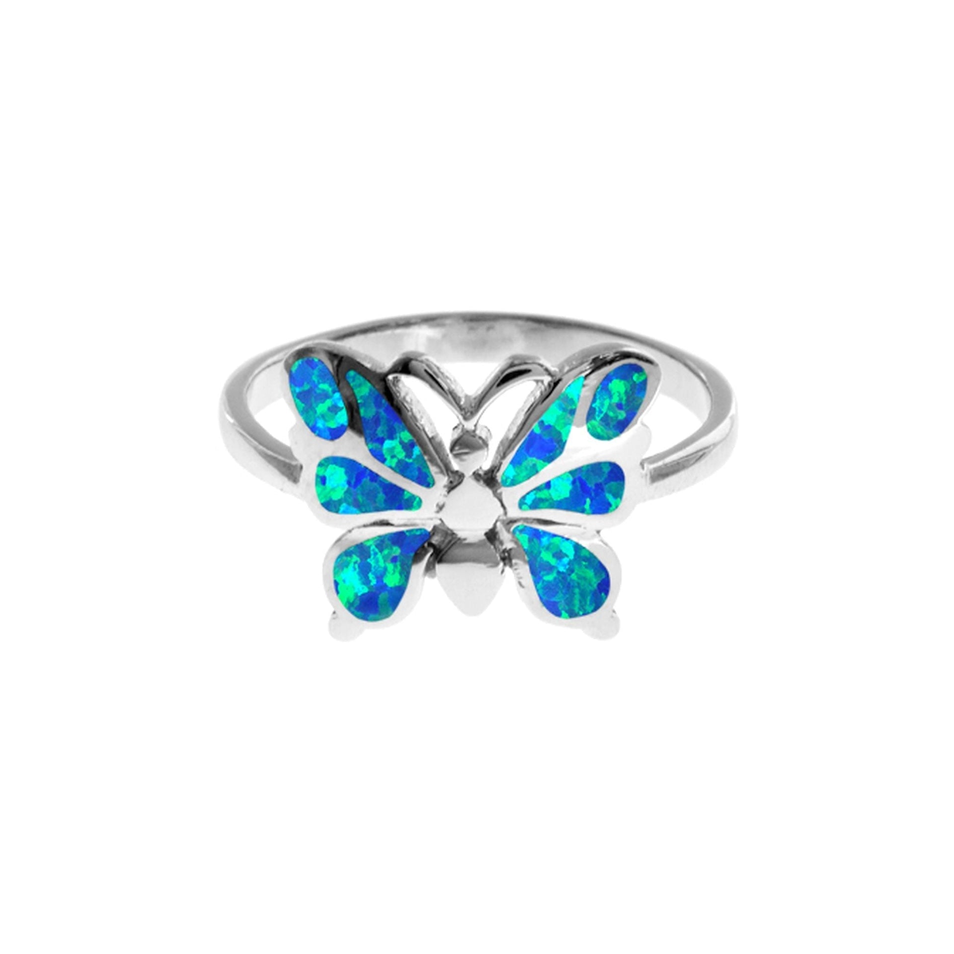 Emerie blue opalique butterfly ring