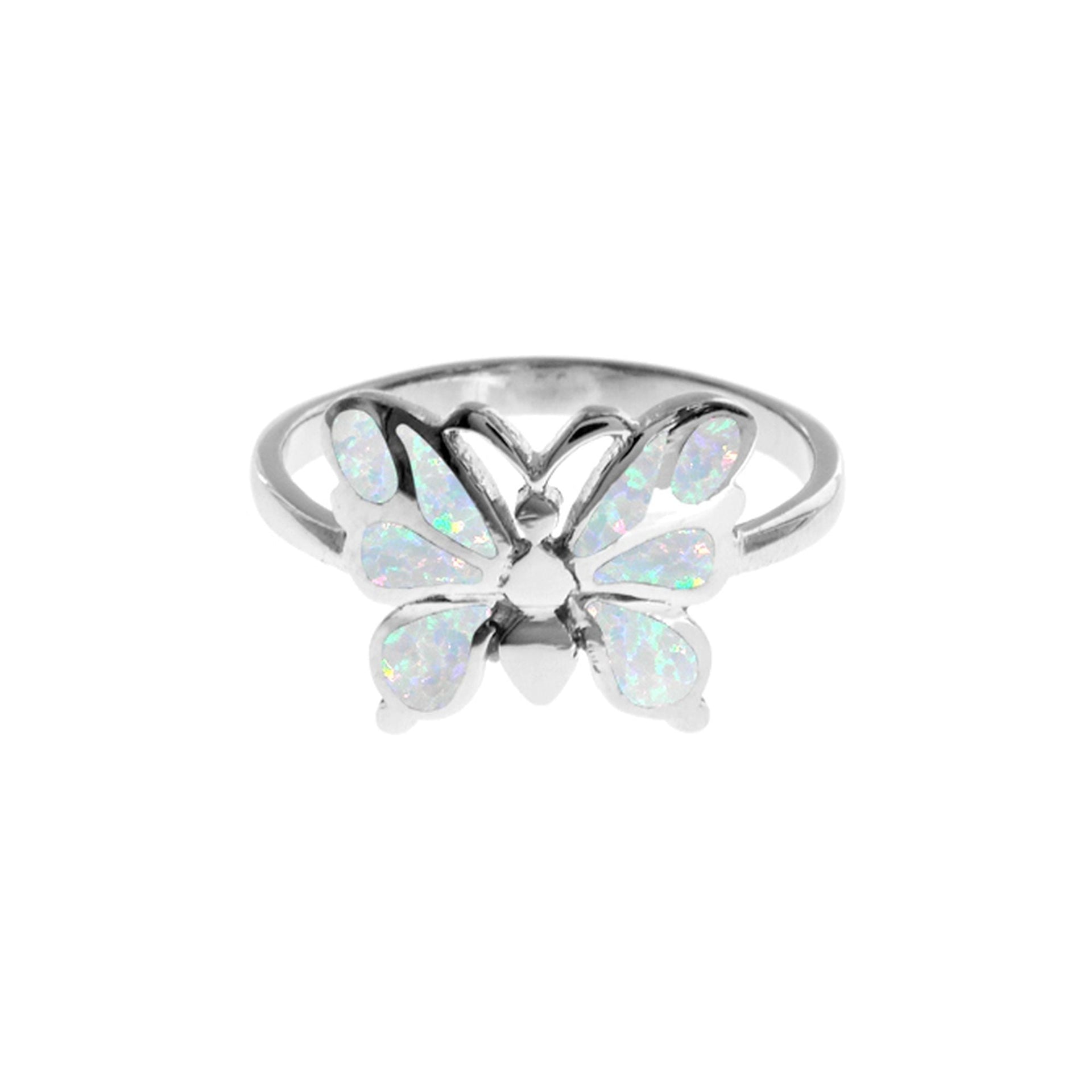 Emerie white opalique butterfly ring
