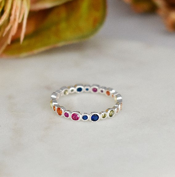 Heidi mixed round rainbow CZ eternity ring