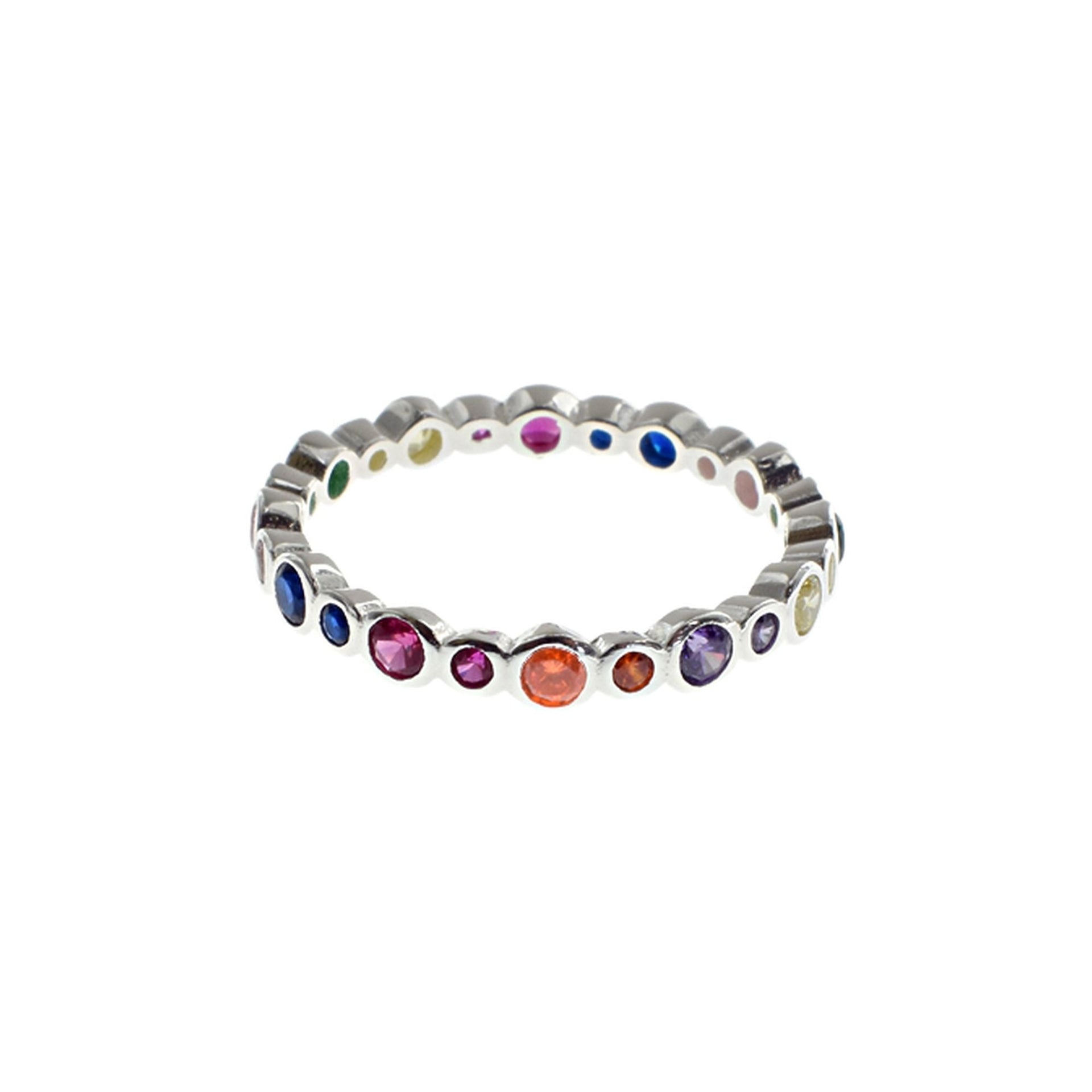 Heidi mixed round rainbow CZ eternity ring