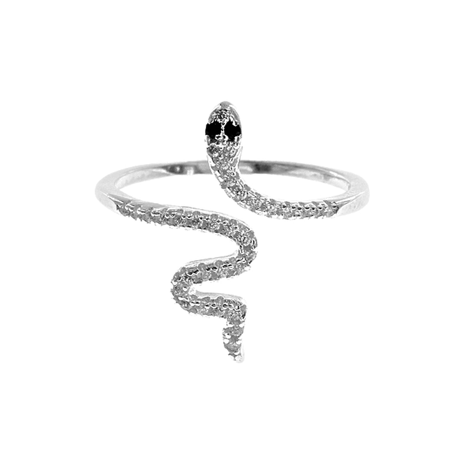 Alianna overlapped wiggly snake CZ set ring