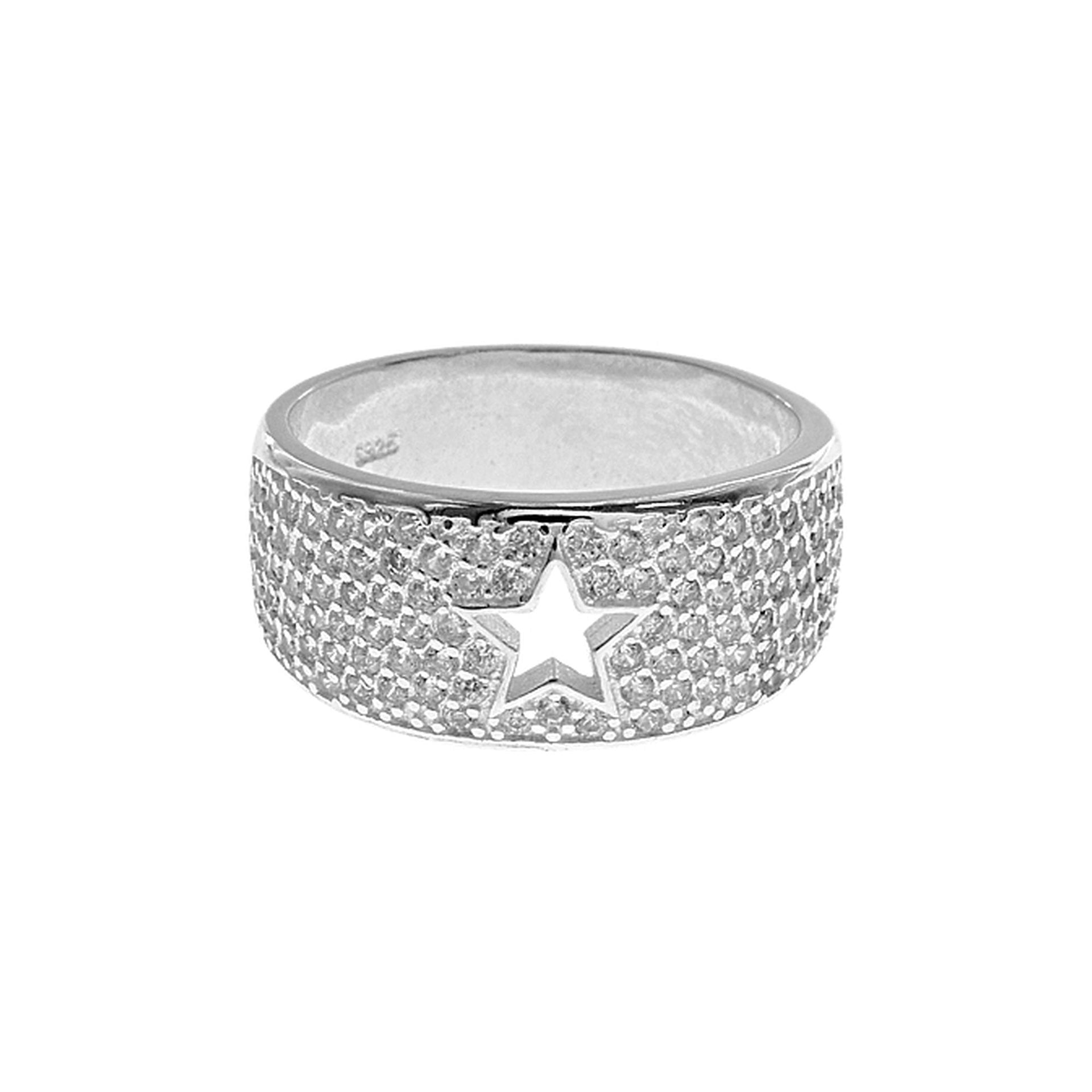 Carrie wide band ring with cut out star