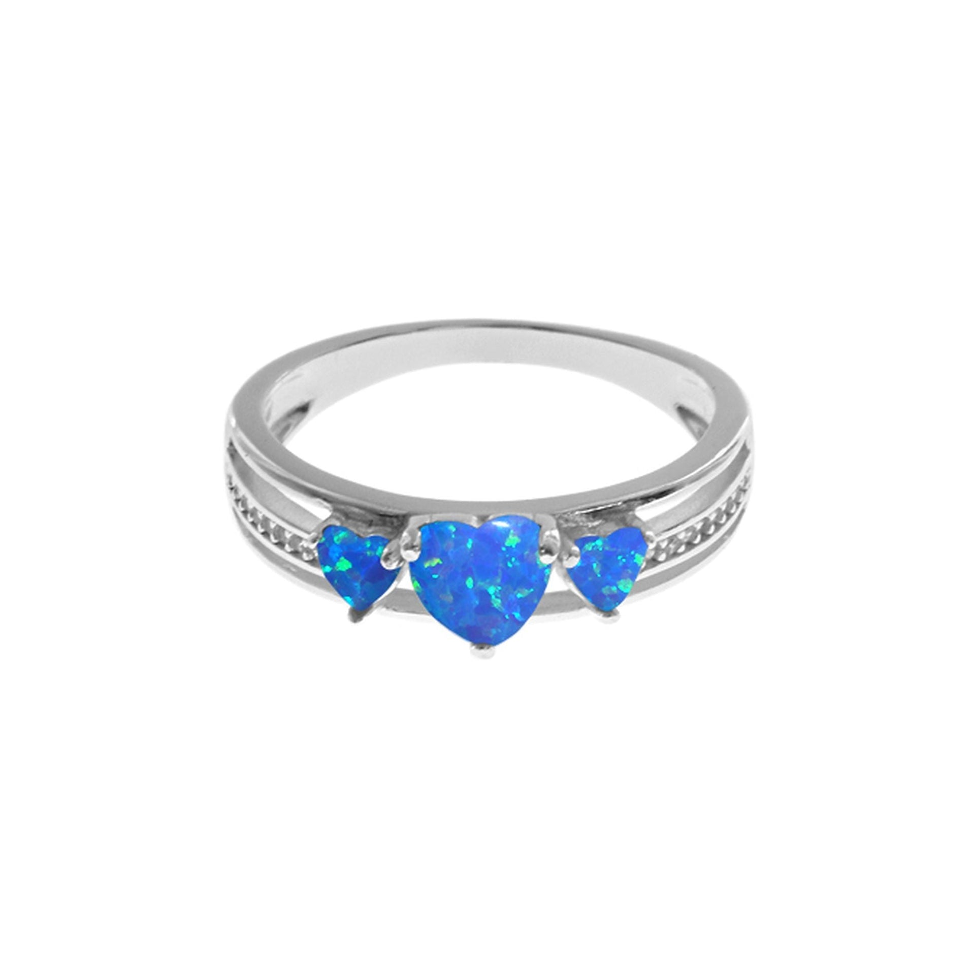 Bethan triple heart blue opalique ring