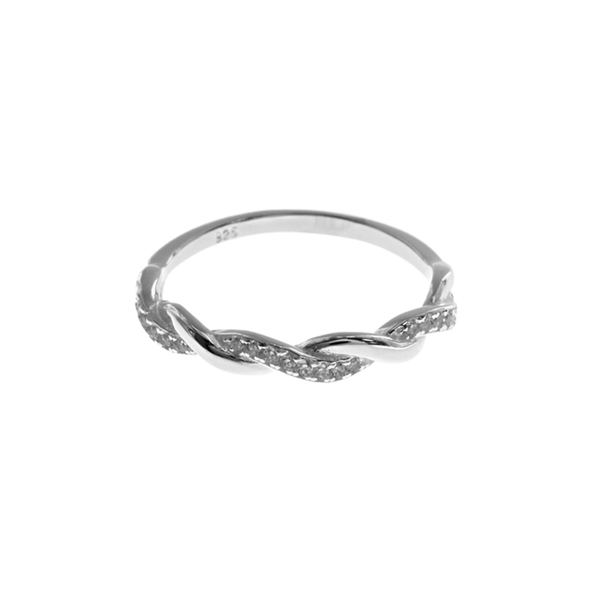 Carrie entwined CZ plaited band ring