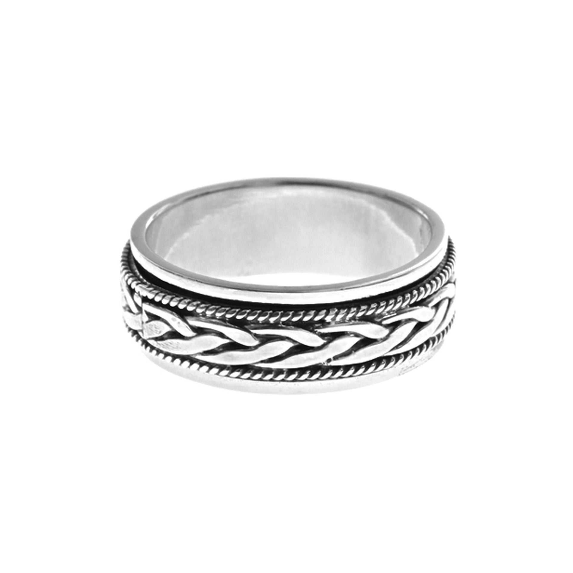 Harley plait and rope design spinner ring